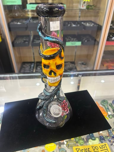 Preview pic of Skull Wrap Art Handcrafted 14in Water Pipe