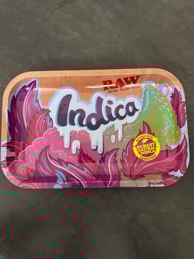 Preview pic of Raw Indica small metal rolling tray 10.8”X7”X1”