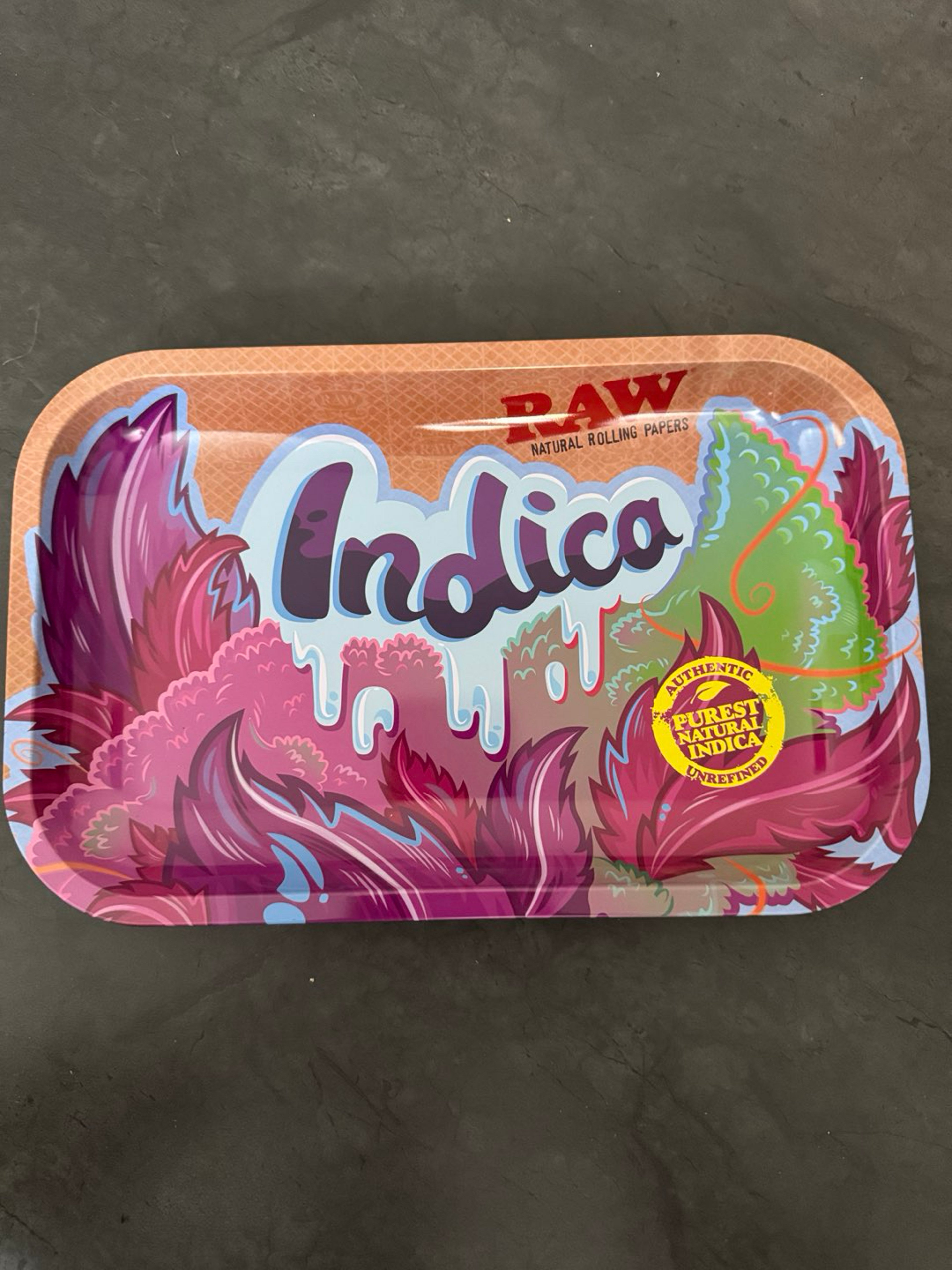 Preview pic of Raw Indica small metal rolling tray 10.8”X7”X1”