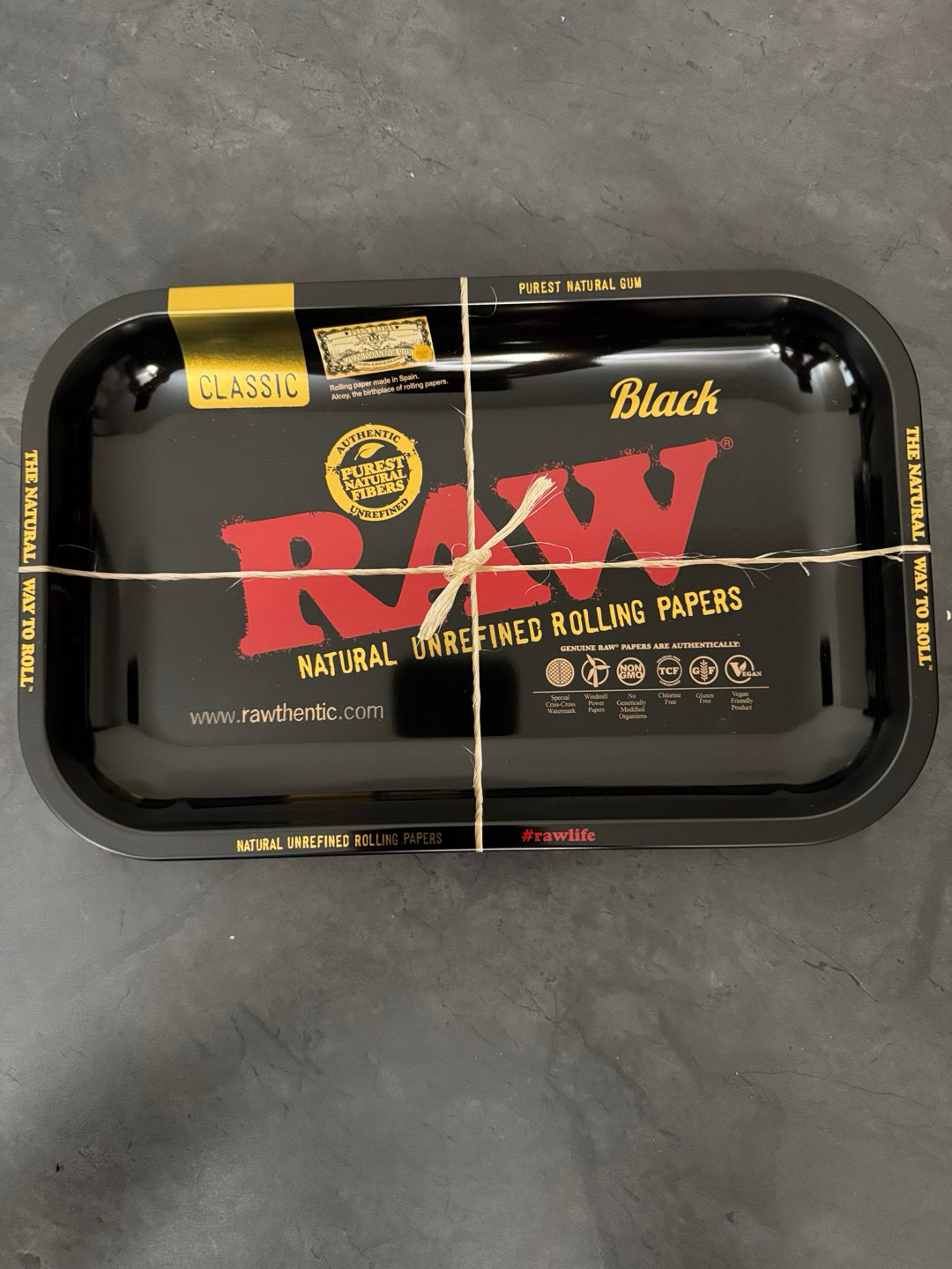 Preview pic of Raw Black small metal rolling tray 10.8”X7”X1”
