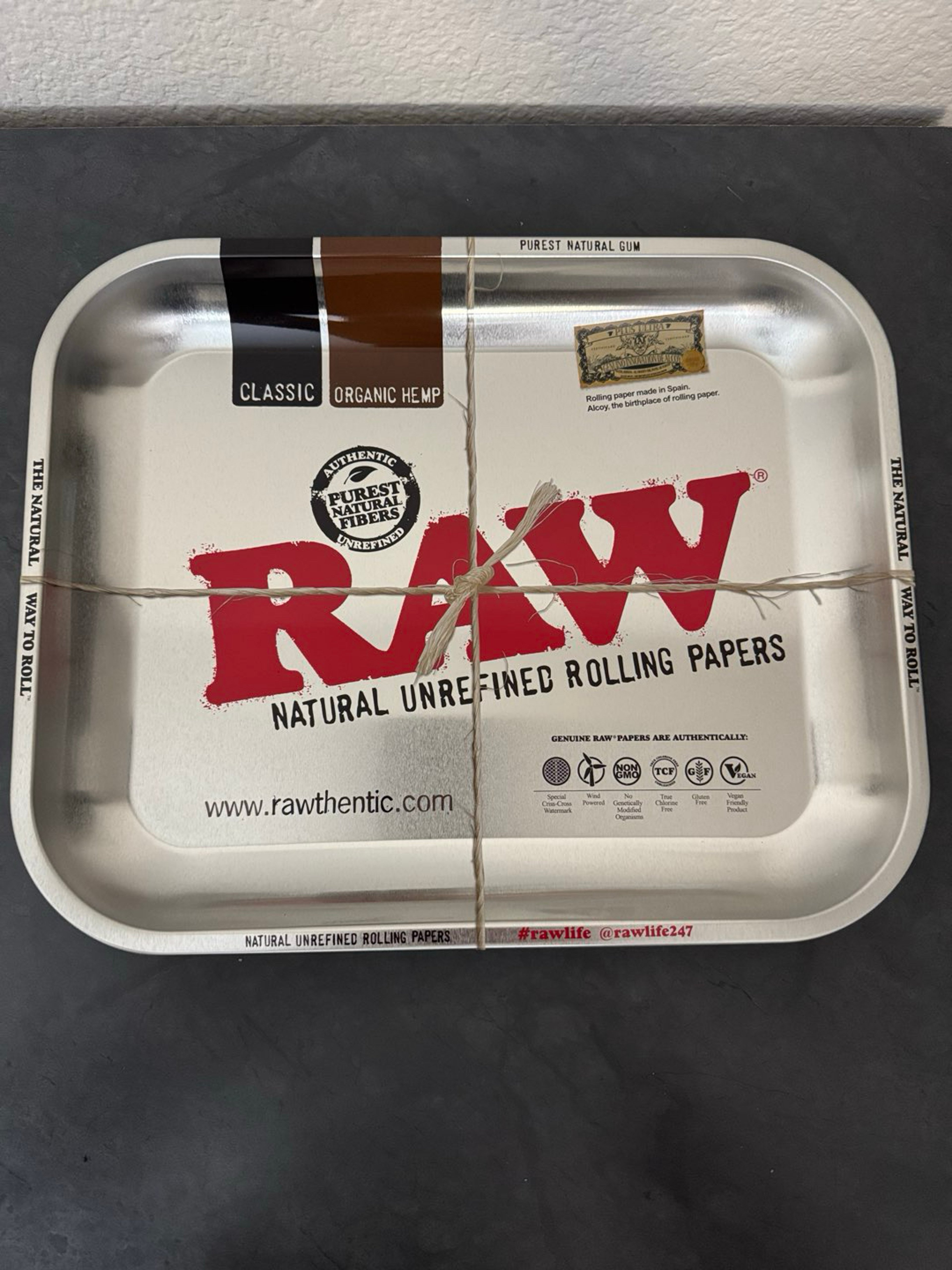Preview pic of Raw Steel large metal rolling tray 13.4”X10.9”X1.2”