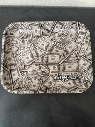 Preview pic of Skunk Brand Cash large metal rolling tray 13.4”X10.9”X1.2”