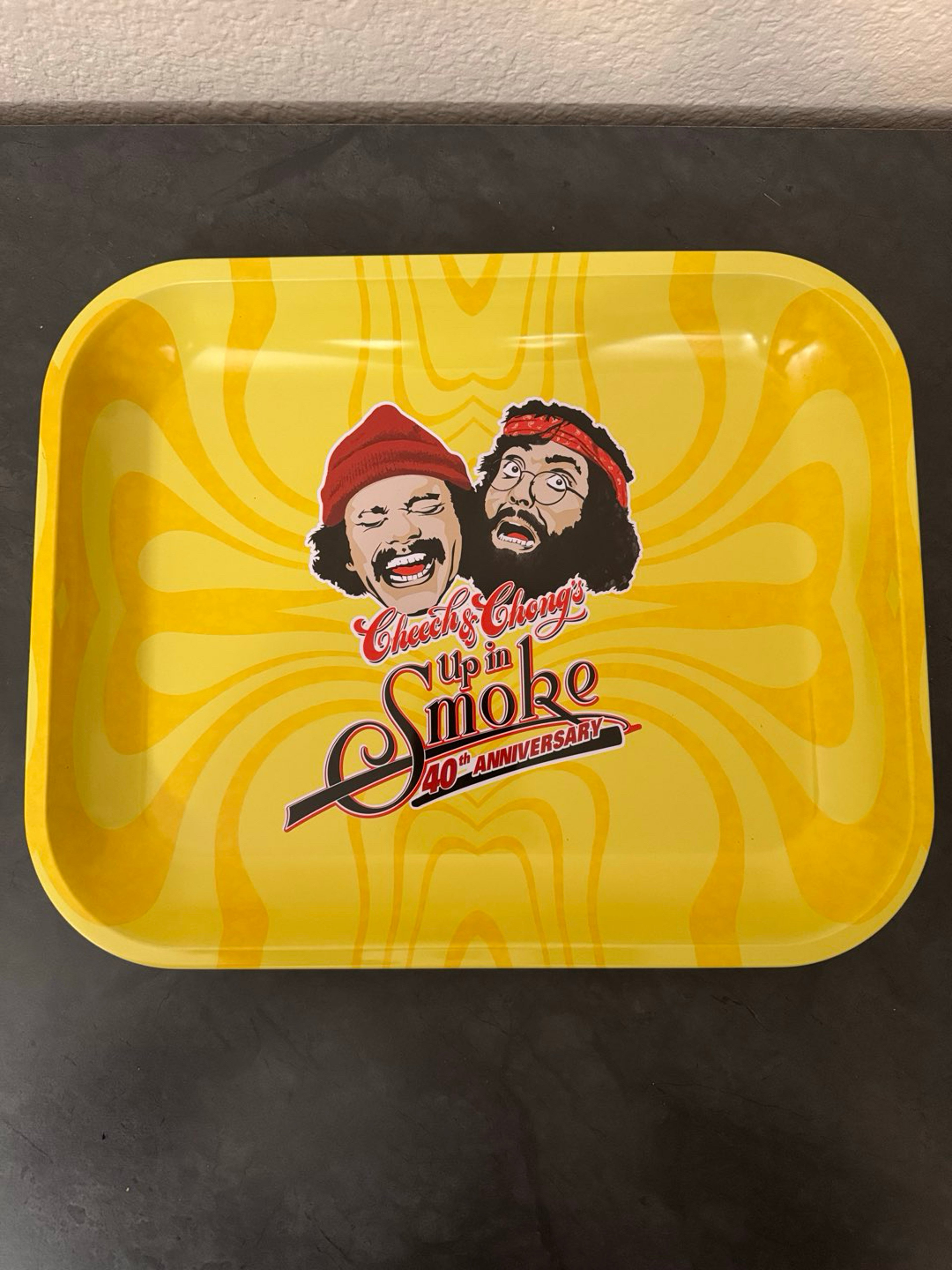 Preview pic of Cheech’s & Chong’s up in smoke large metal rolling tray 13.4”X10.9”X1.2”
