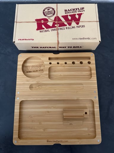 Preview pic of Raw Bamboo backflip rolling tray 8.5”X9.5”