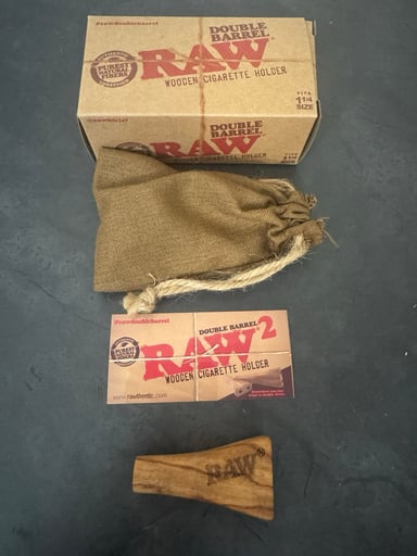 Preview pic of Raw Double Barrel Wooden Holder fits 1 1/4 Size