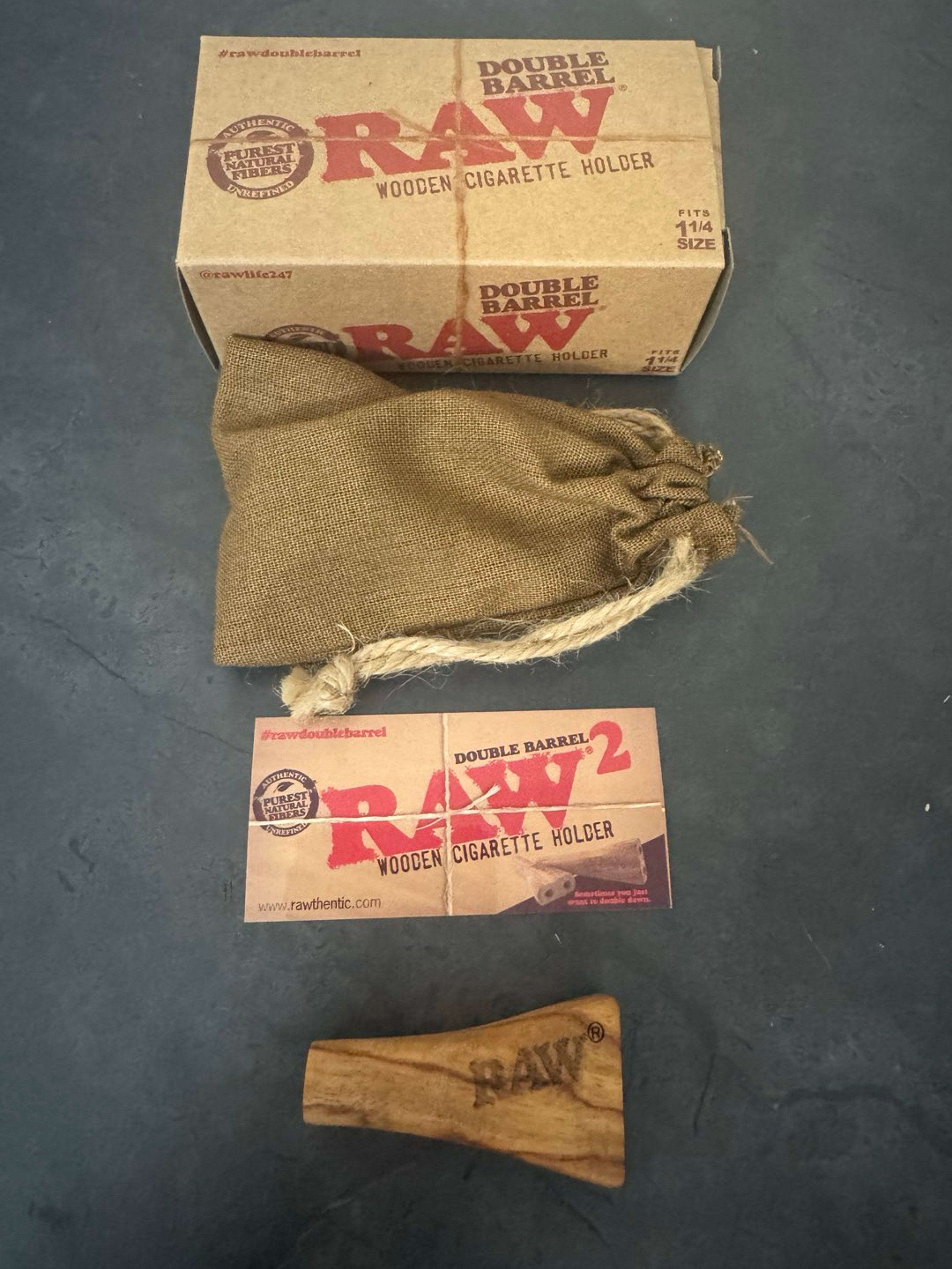 Raw Double Barrel Wooden Holder fits 1 1/4 Size image 0