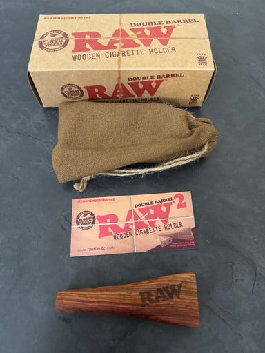 Preview pic of Raw Double Barrel Wooden Holder fits King Size