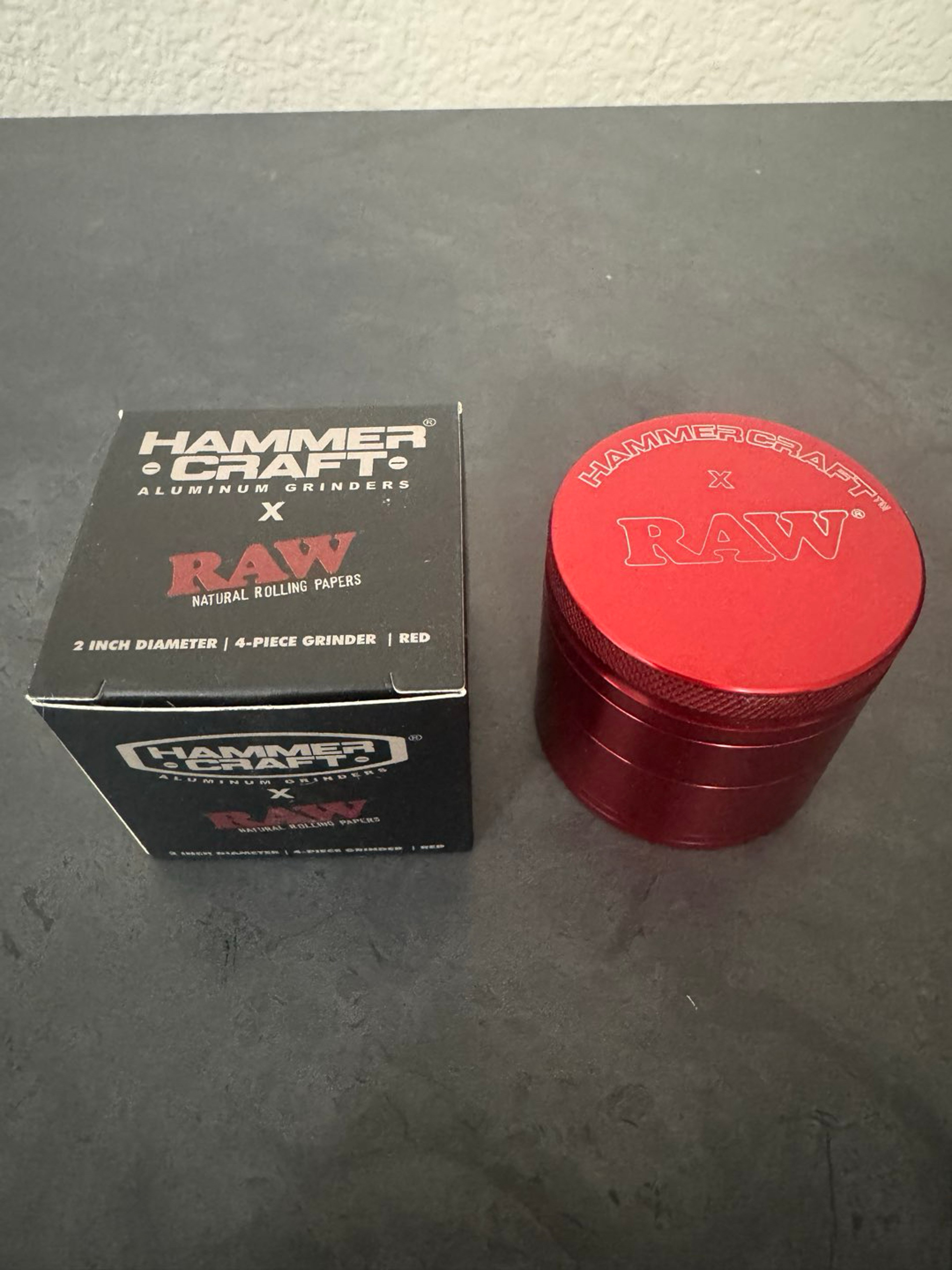 Preview pic of Hammercraft x Raw Aluminum Grinder 2” 4pcs (Red)