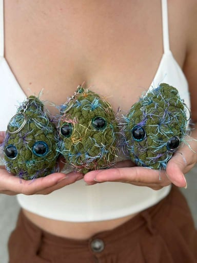 Preview pic of Handmade CannaNuggie Plush Keychain Cute Crochet Nug? Stoner Gift, 420 Accessory, Bag Charm, Canna-Inspired Plushie