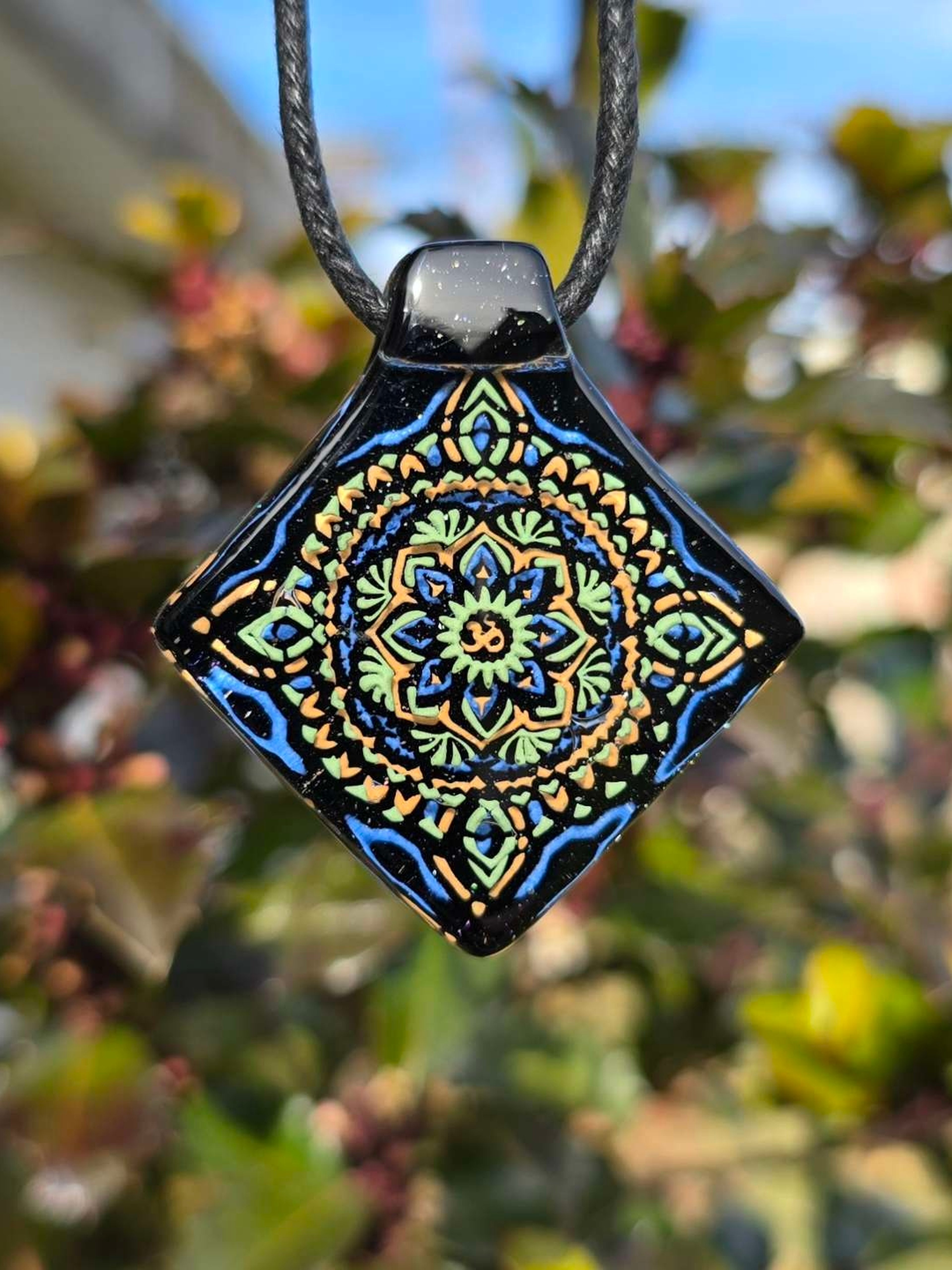 Square Mandala Layered Glow Pendant image 0