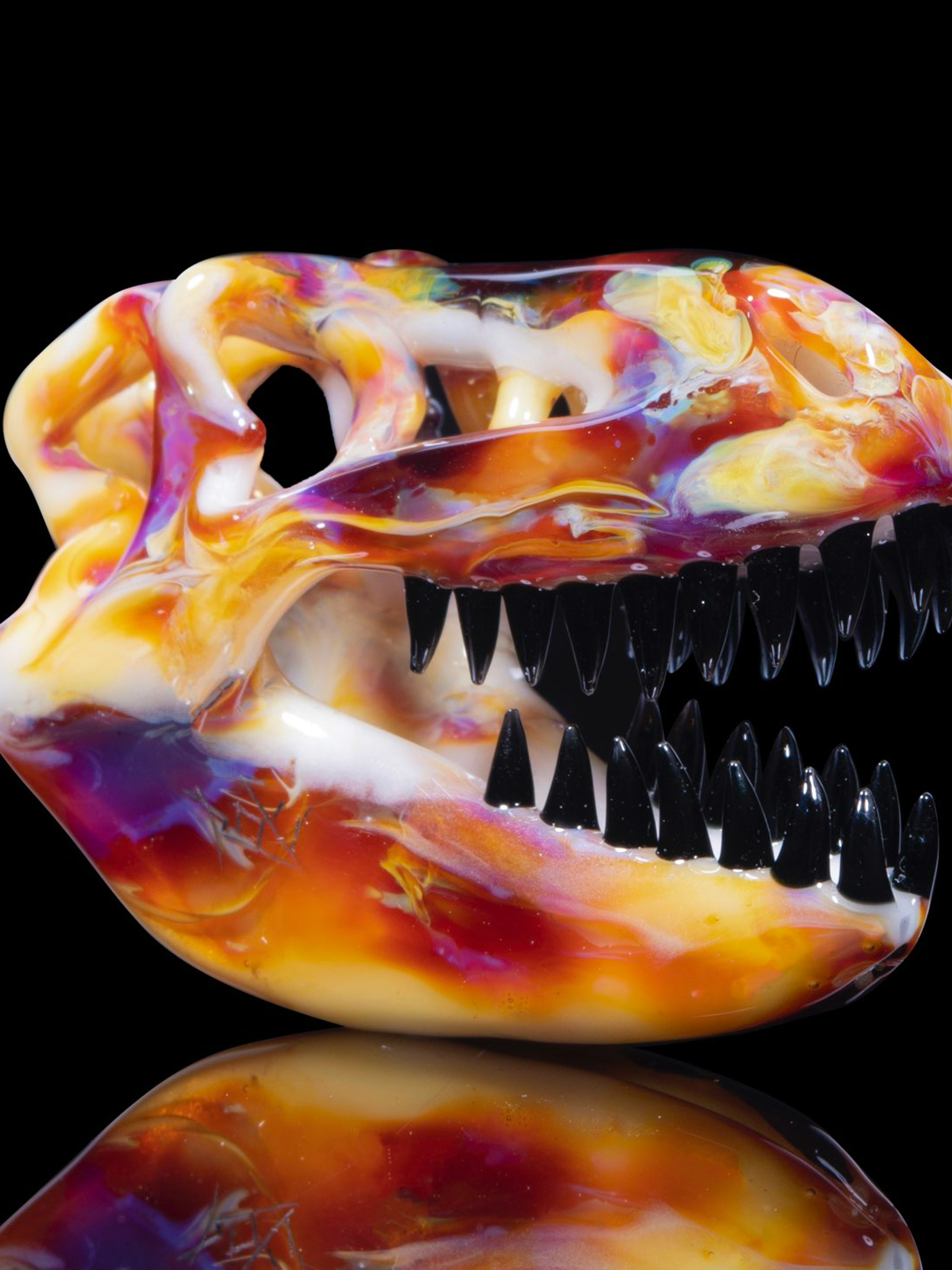 Preview pic of Roe Glass T-Rex Skull Pendant NS Yellow