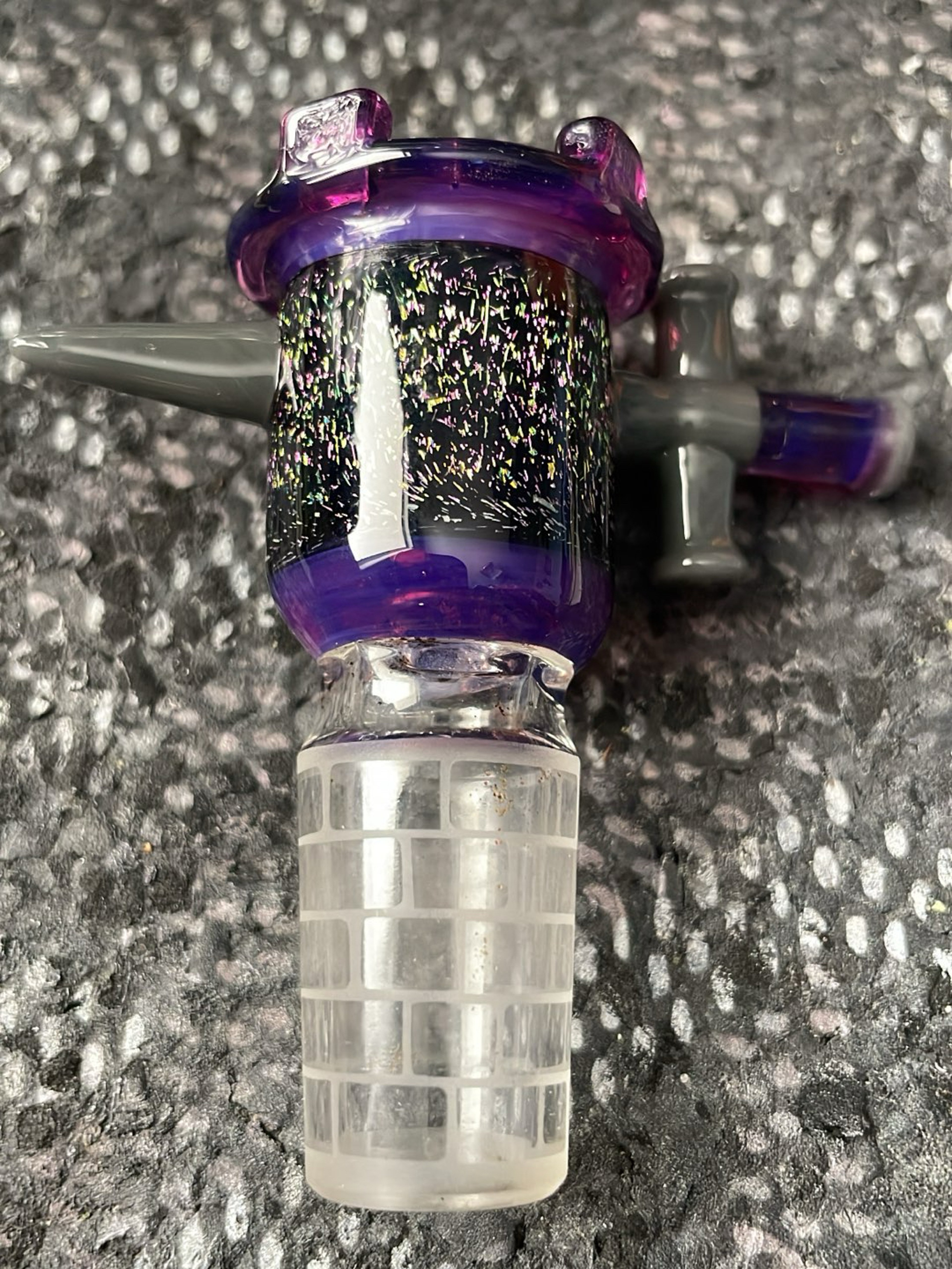 Preview pic of Jebb Glass 18mm castle pillar purple dichro w/ flaw