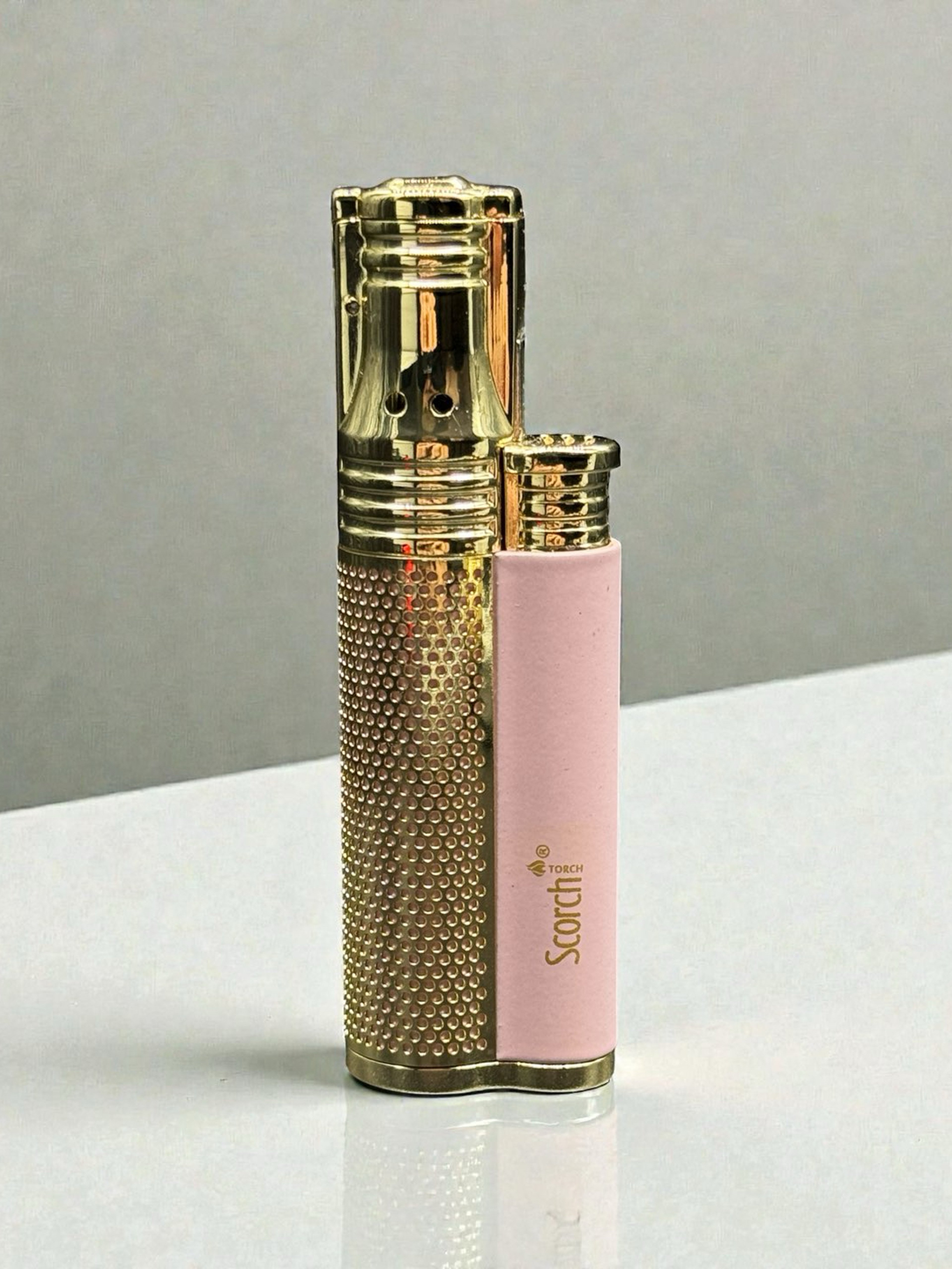 Preview pic of Scorch Torch 61717 – 3.5” Single Flame Torch Lighter – Soft Pink w/ Gold Finish