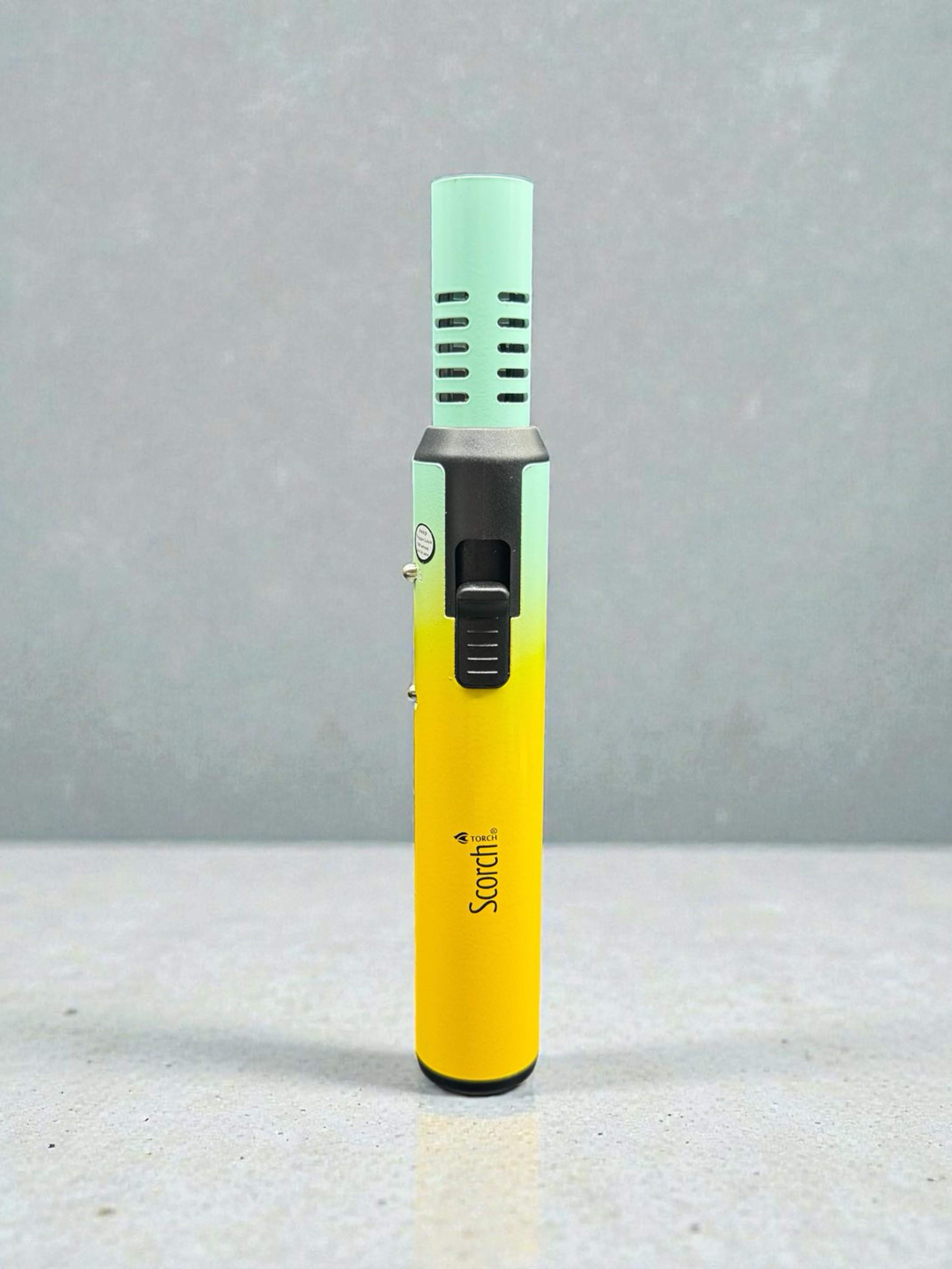 Preview pic of Scorch Torch 61803 – Single Flame Metal Torch (Mint Green/Yellow) – 8” Tall