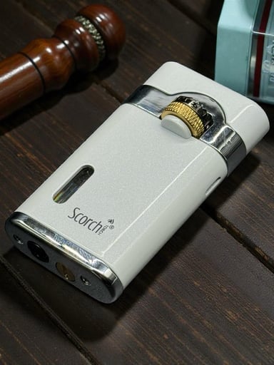 Preview pic of Scorch Torch 61682 – Single Flame Full Metal Refillable Torch Lighter (Pearl White)
