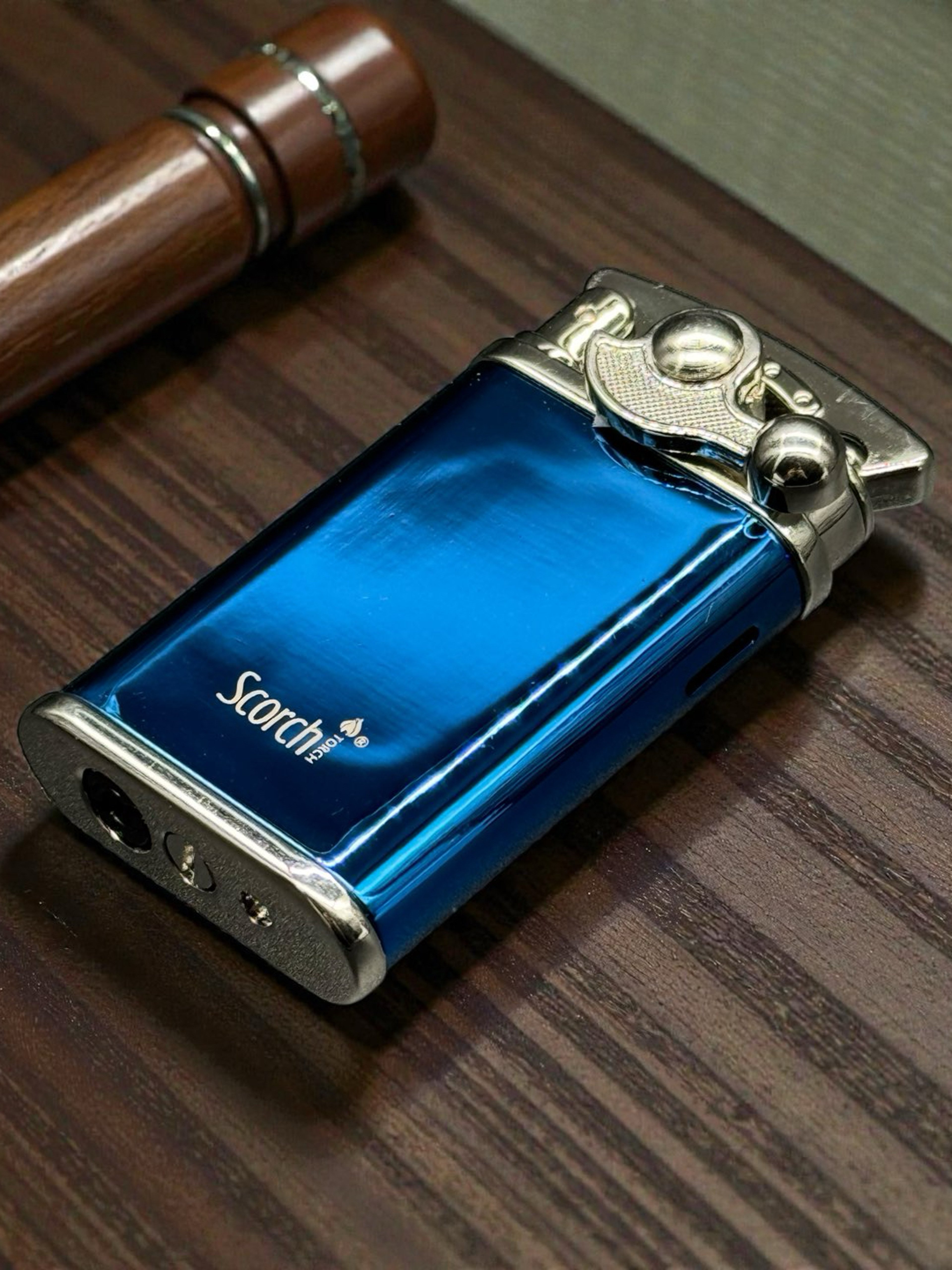 Preview pic of Scorch Torch 61581 – Single Flame Metal Torch Lighter (Blue/Silver)
