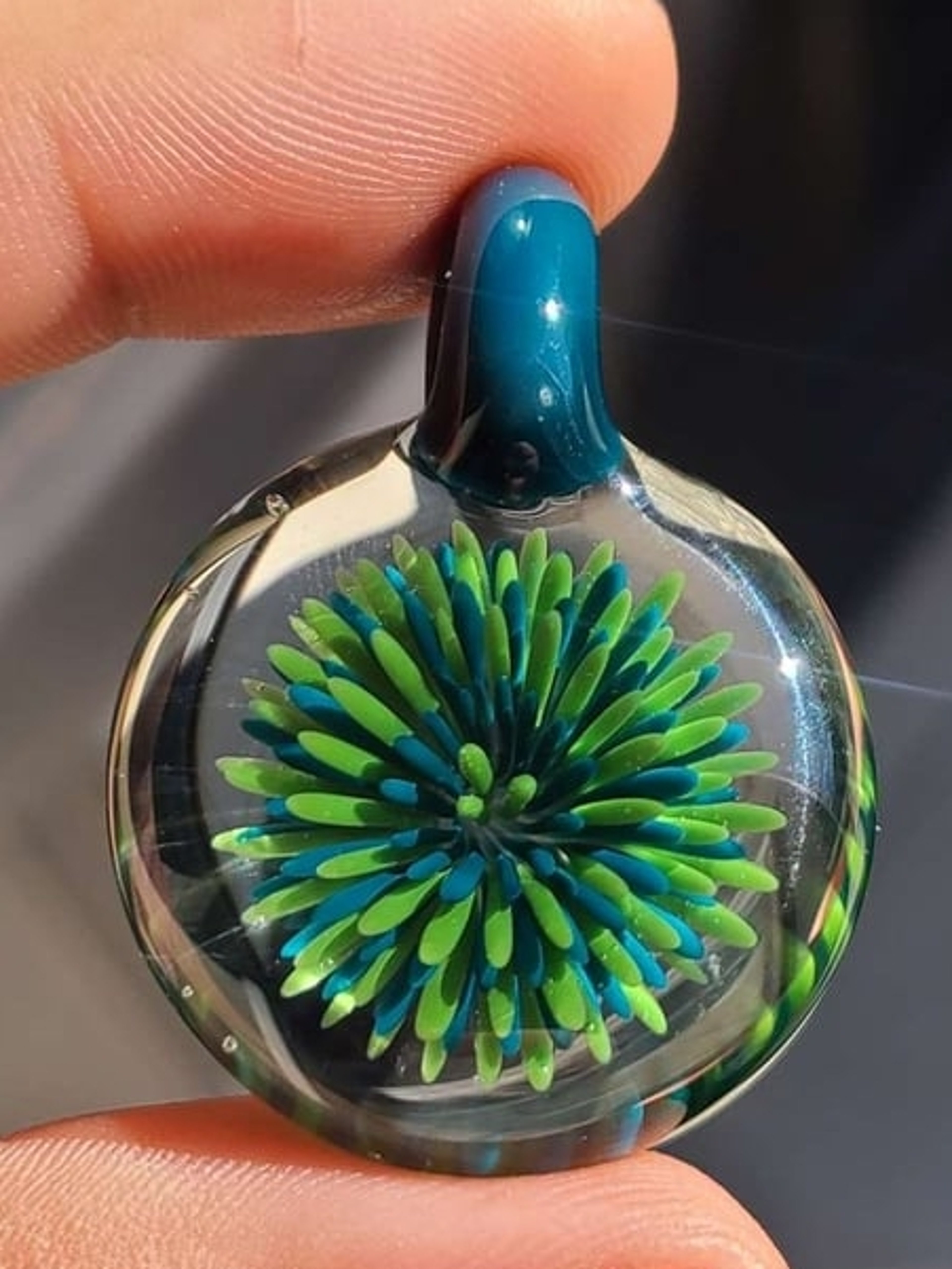 Green and Blue Implosion Pendant image 0