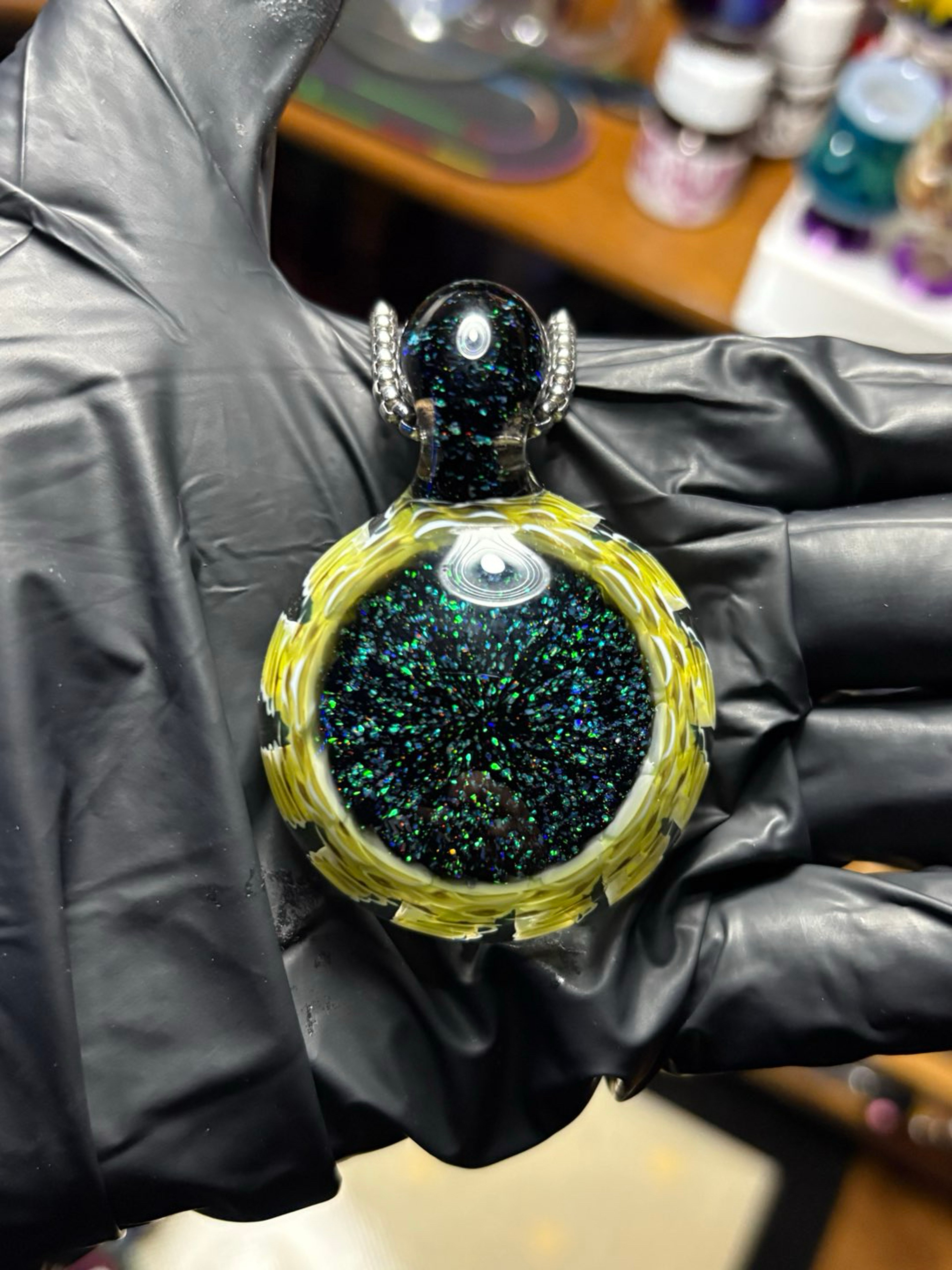Preview pic of UV Citrine Dot Stack Big Face Galaxy Crushed Opal Texas Size Pendant