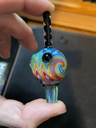 Preview pic of Acid Wig-Wag Bubble Cap with Carb and Black Cropal Swirl