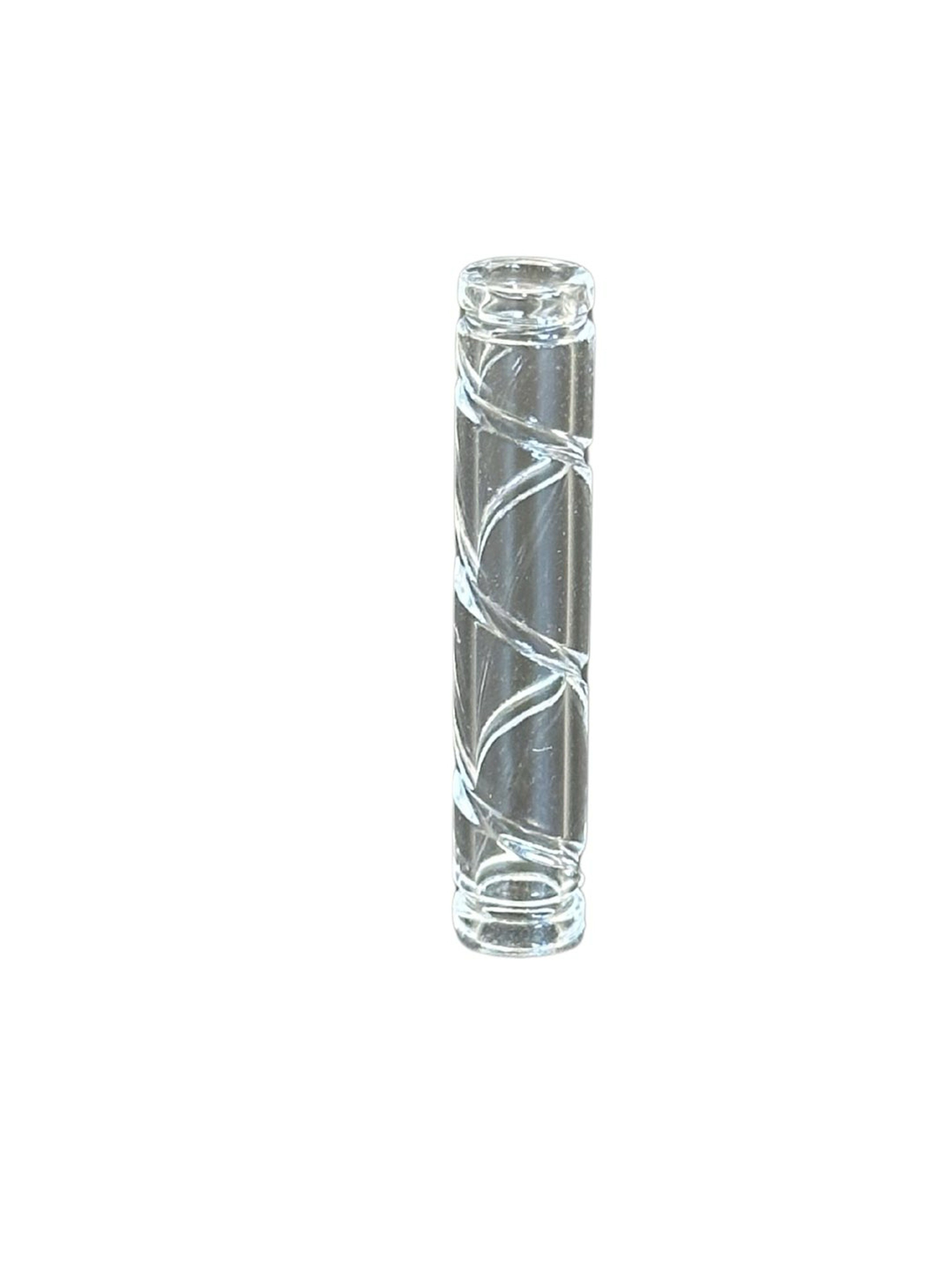 Quartz Pillar Etched Deep Line Pattern 6 x 30 mm Hollow image 0