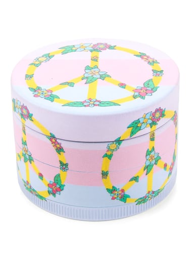 Preview pic of COLORFUL PSYCHEDELIC PEACE SYMBOL 4-PIECE GRINDER