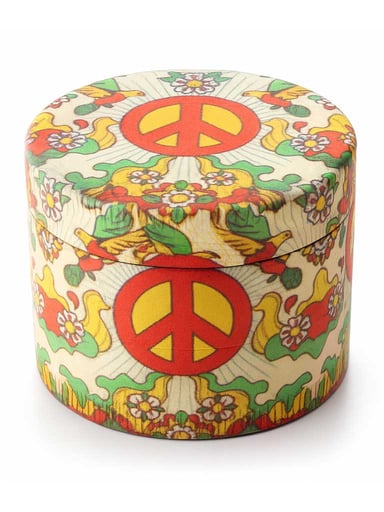 Preview pic of COLORFUL PSYCHEDELIC PEACE SYMBOL 4-PIECE GRINDER