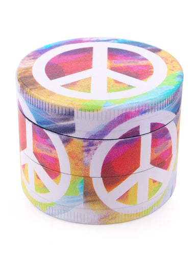 Preview pic of COLORFUL PSYCHEDELIC PEACE SYMBOL 4-PIECE GRINDER