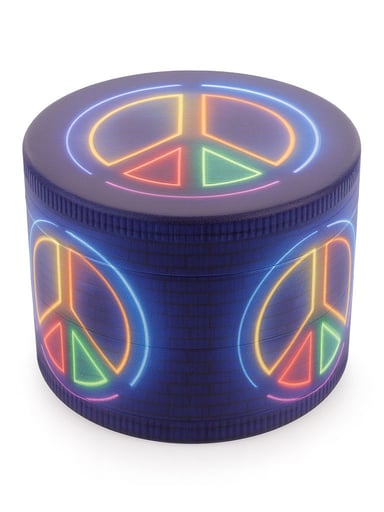 Preview pic of COLORFUL PSYCHEDELIC PEACE SYMBOL 4-PIECE GRINDER