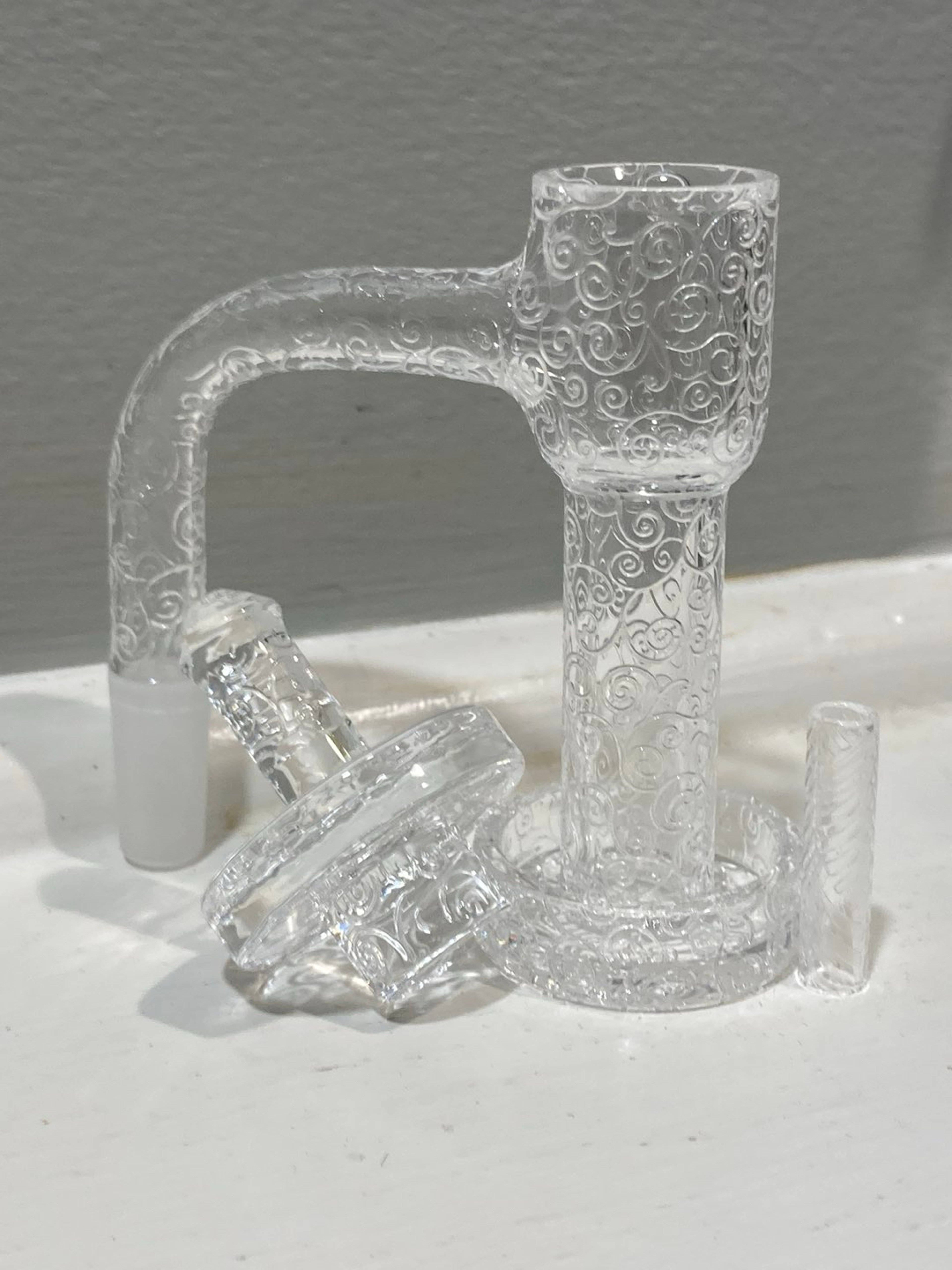 🔥Slurper Set Fully Etched NEW w/Hollow SE Pillar+matching etched cap image 0