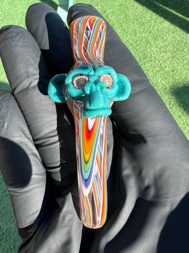 Preview pic of @stevehglass X @friday_glass X @reverendmorse Ape / Monkey Chillum Agua Azul Double Layer Rainbow Milli Eyes