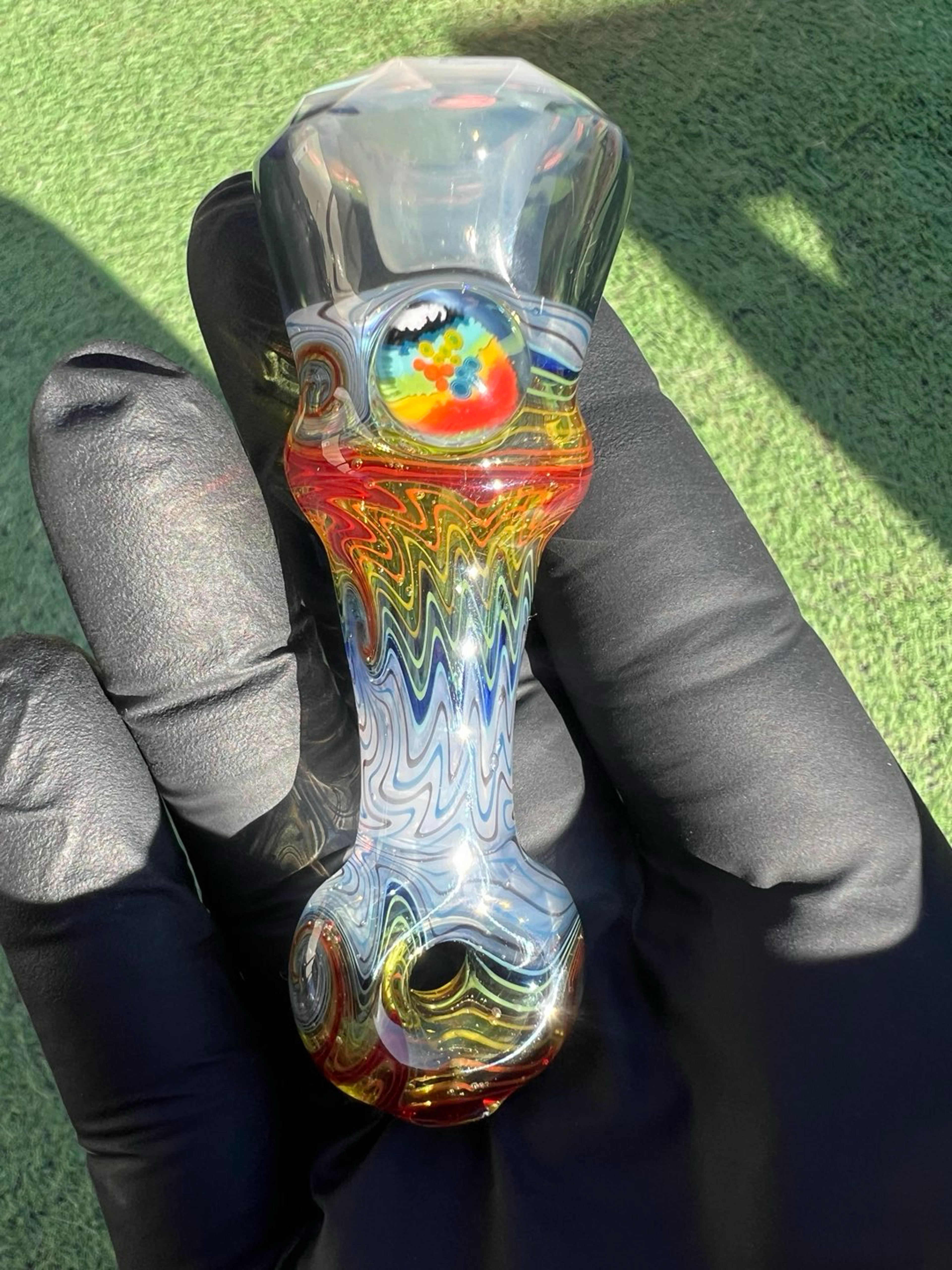 Preview pic of @cowboyglasss UV Faceted Rainbow WigWag Milli Chillum