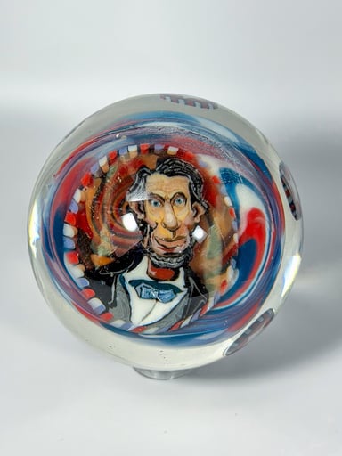 Preview pic of “Abe” 2.5in Worked Millie Marble Roller by Stephen Boehme