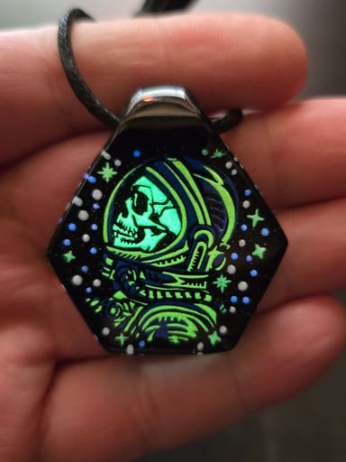 Preview pic of Astronaut Skull Layered Glow Pendant