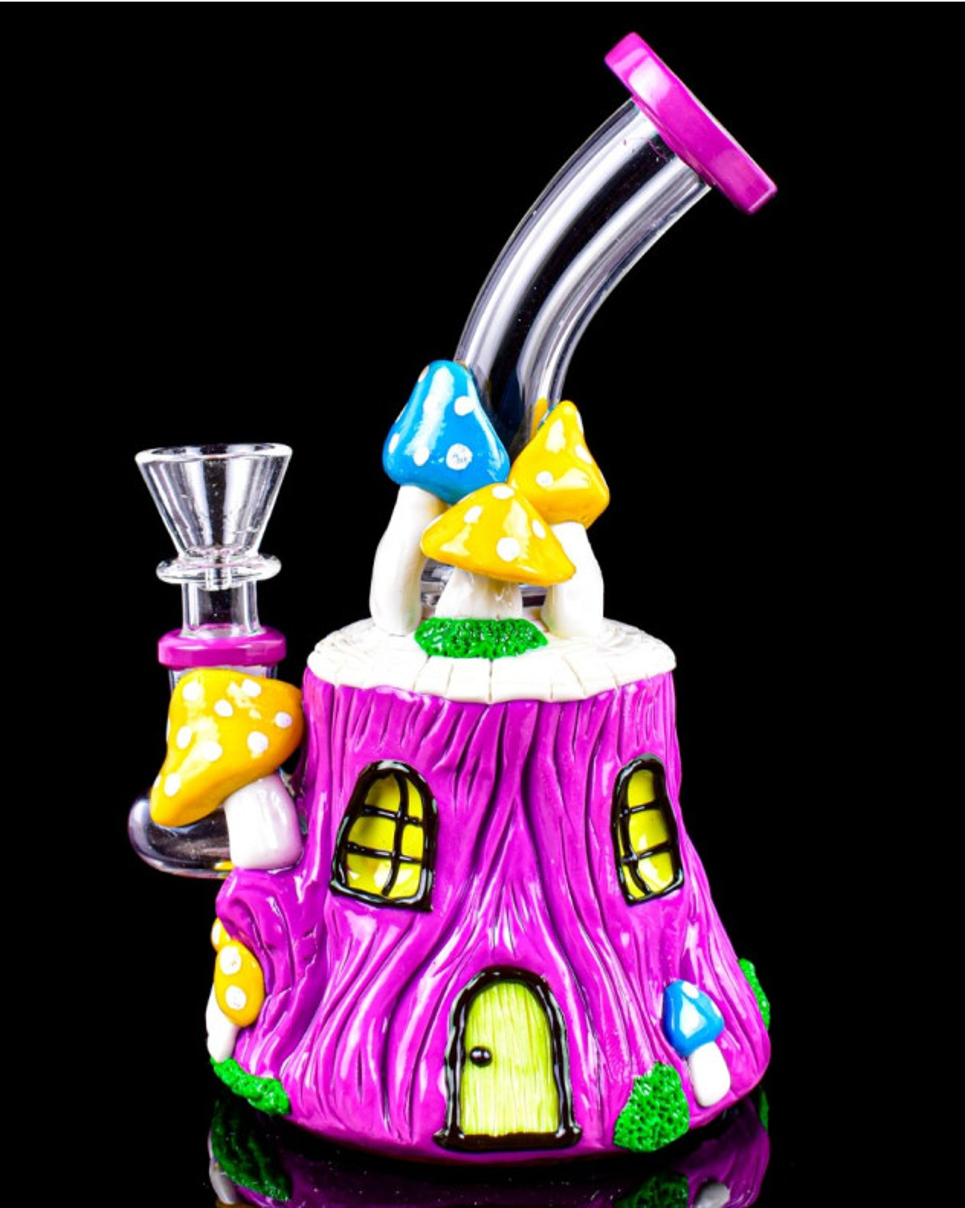 Preview pic of Shroom Shack 💜 Glass & Hand Molded Acrylic Resin 14mm Percolating Bong in Purple