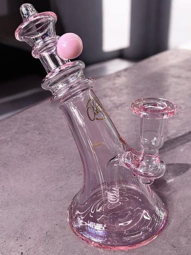 Preview pic of Cali CloudX 🩷 7” Sloped Art Deco Style Bong in Pink