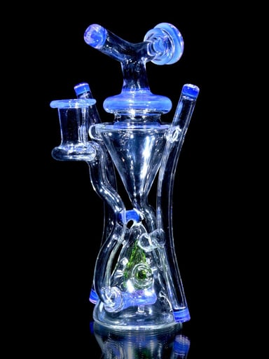 Preview pic of Lyssa Lou Glass - Swiss Cone Double-uptake Ronin Recycler - Lucid/Haterade - 14mm Female