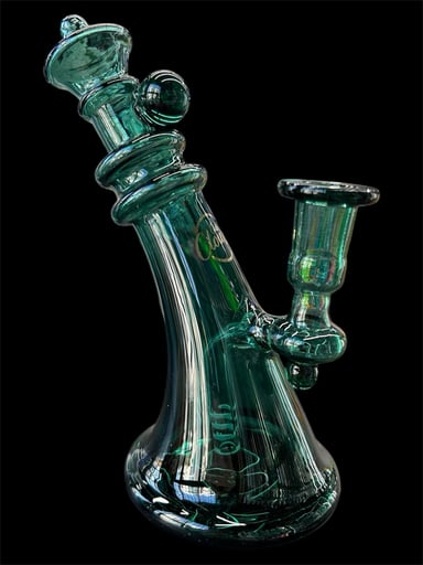 Preview pic of Cali CloudX 🦚 7” Sloped Art Deco Style Bong in Emerald Green