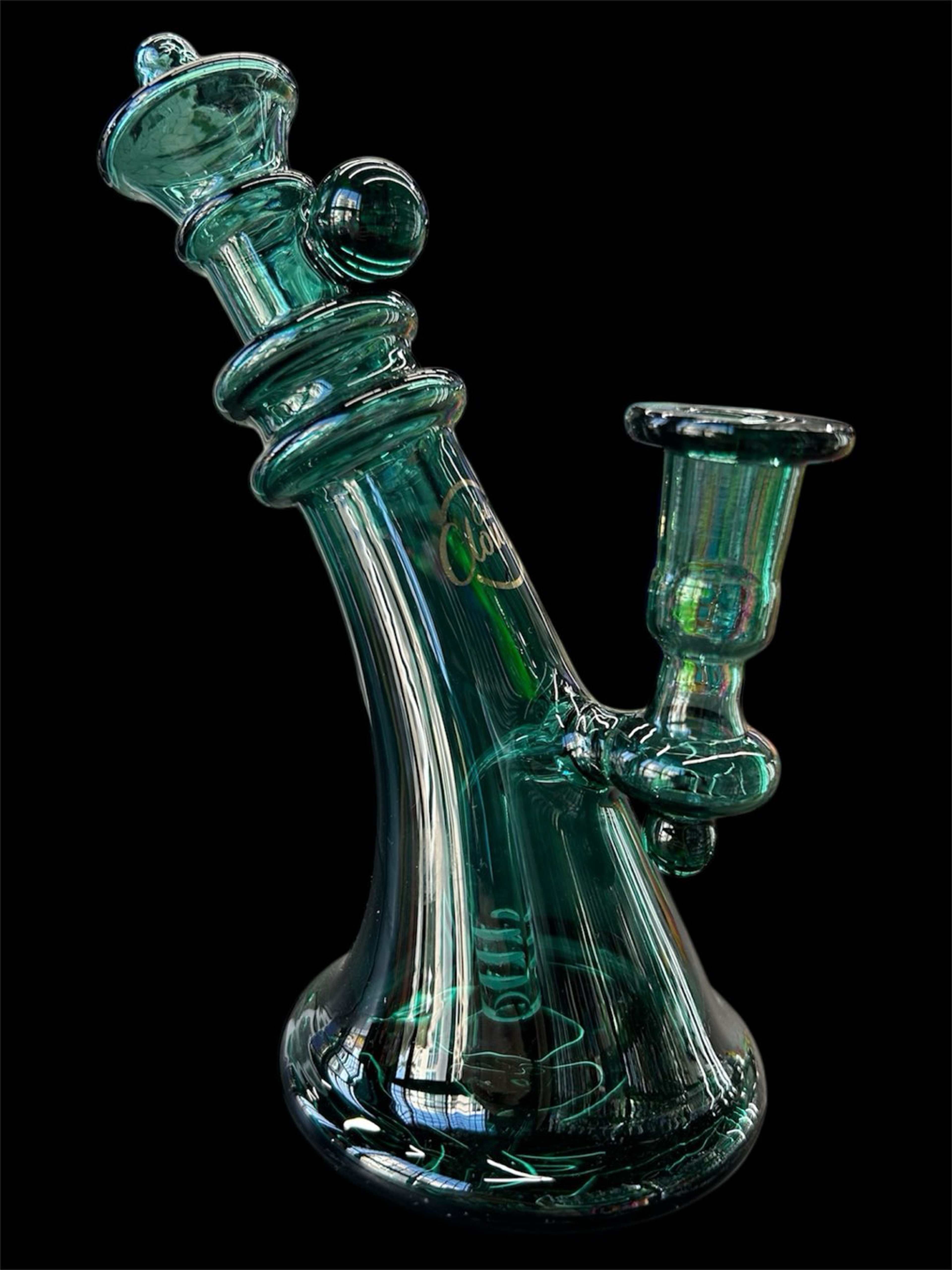 Preview pic of Cali CloudX 🦚 7” Sloped Art Deco Style Bong in Emerald Green