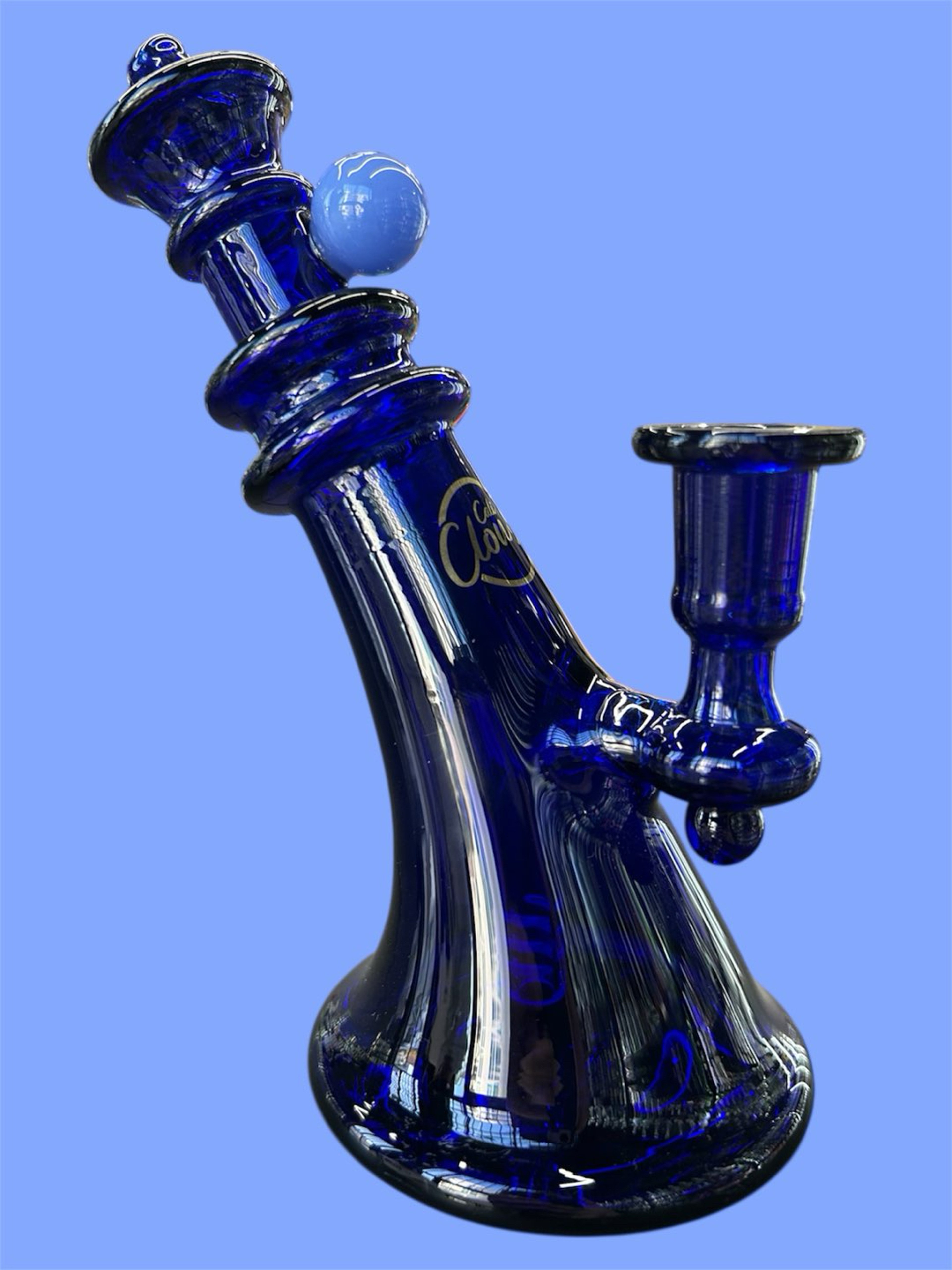 Preview pic of Cali CloudX 💙 7” Sloped Art Deco Style Bong in Royal Blue
