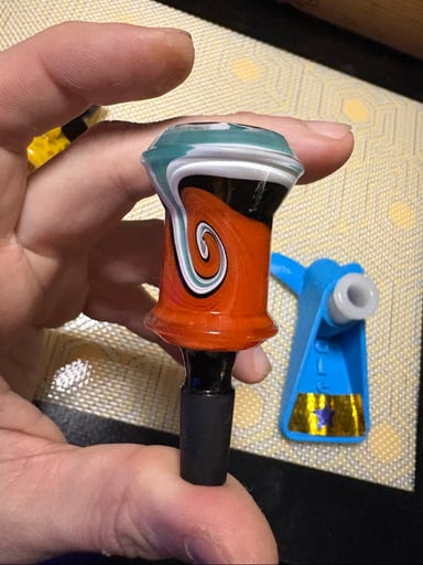 Preview pic of 🔥🏺10mm / 8 Hole Unique Shaped Bowl & Black Frit. Slide🏺🔥