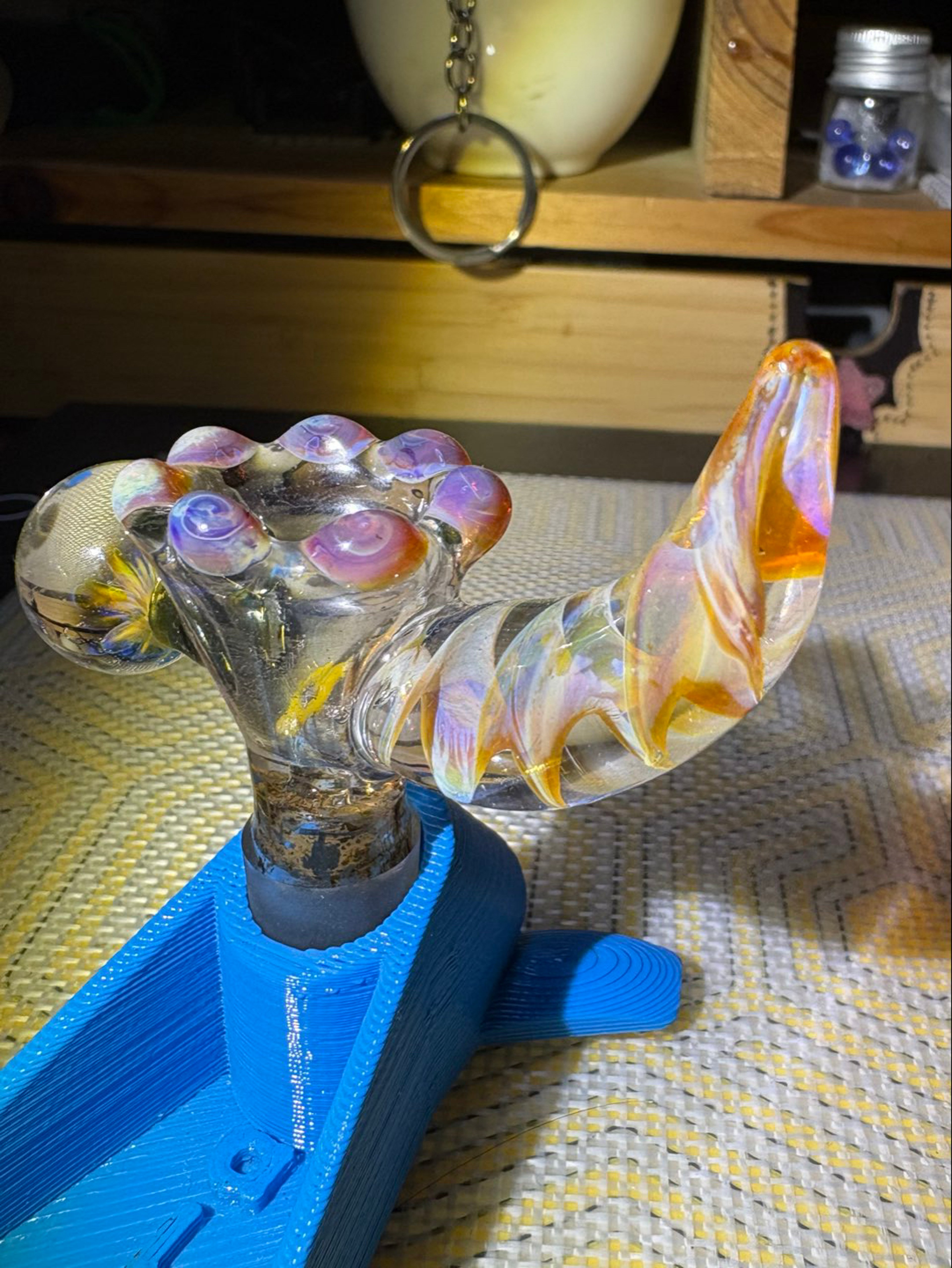 Preview pic of 👑 Amber Purple Dots with Imposion Marble & Fumed Horn 👑