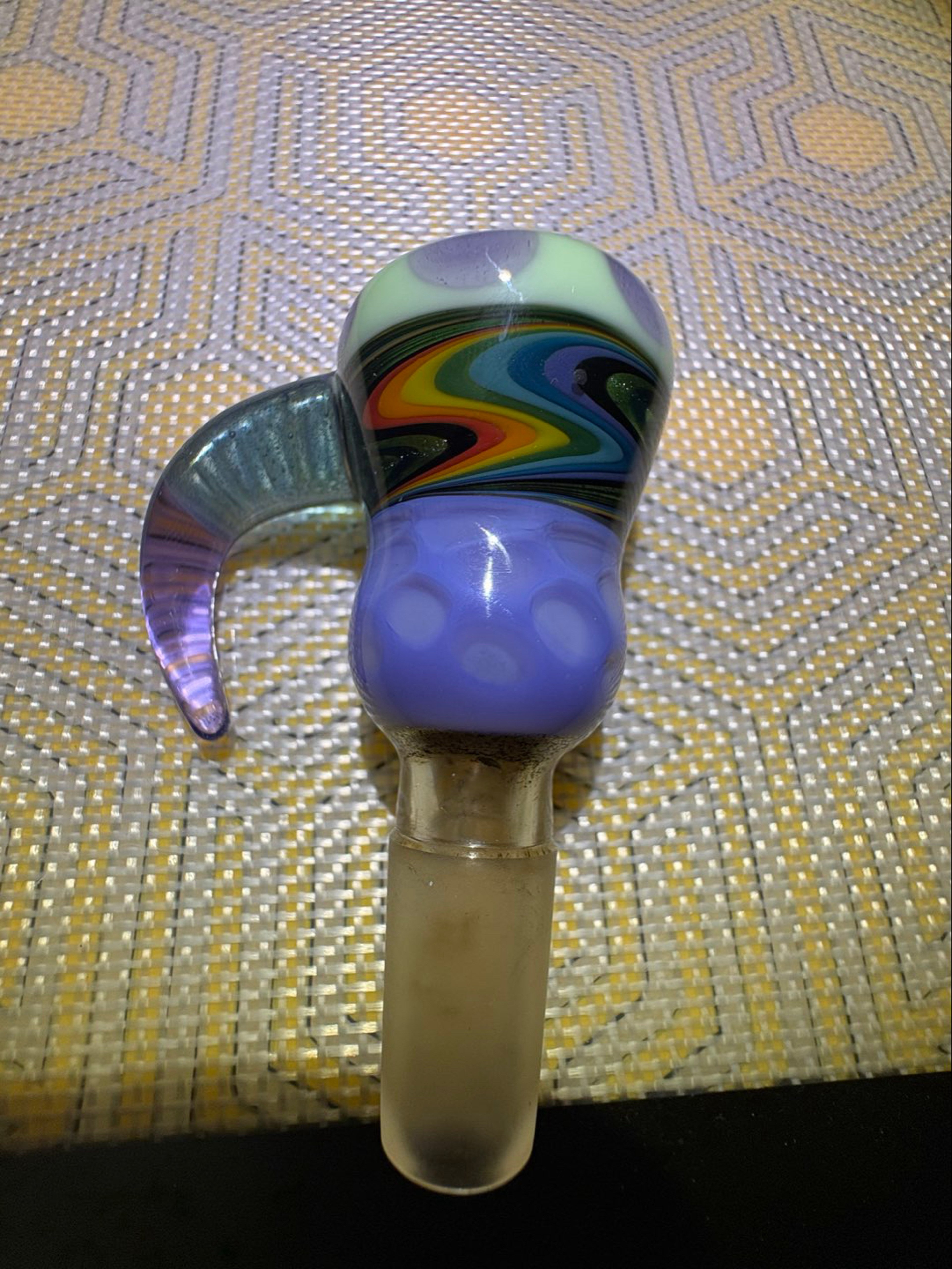 Preview pic of 💚Spotted Rhino Glass Green Slyme & Royal Jelly Homeycomb Slide💜