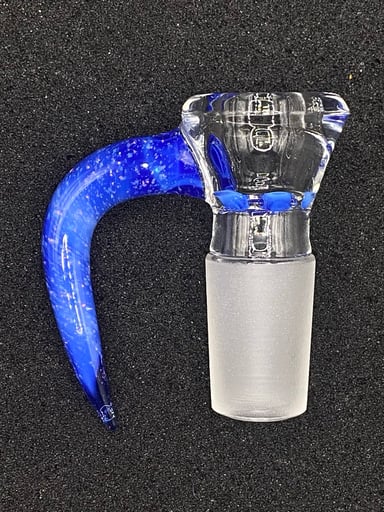 Preview pic of 18mm 4-Hole Glass Bowl Slide with Crushed Opal Handle – CW Glass Art