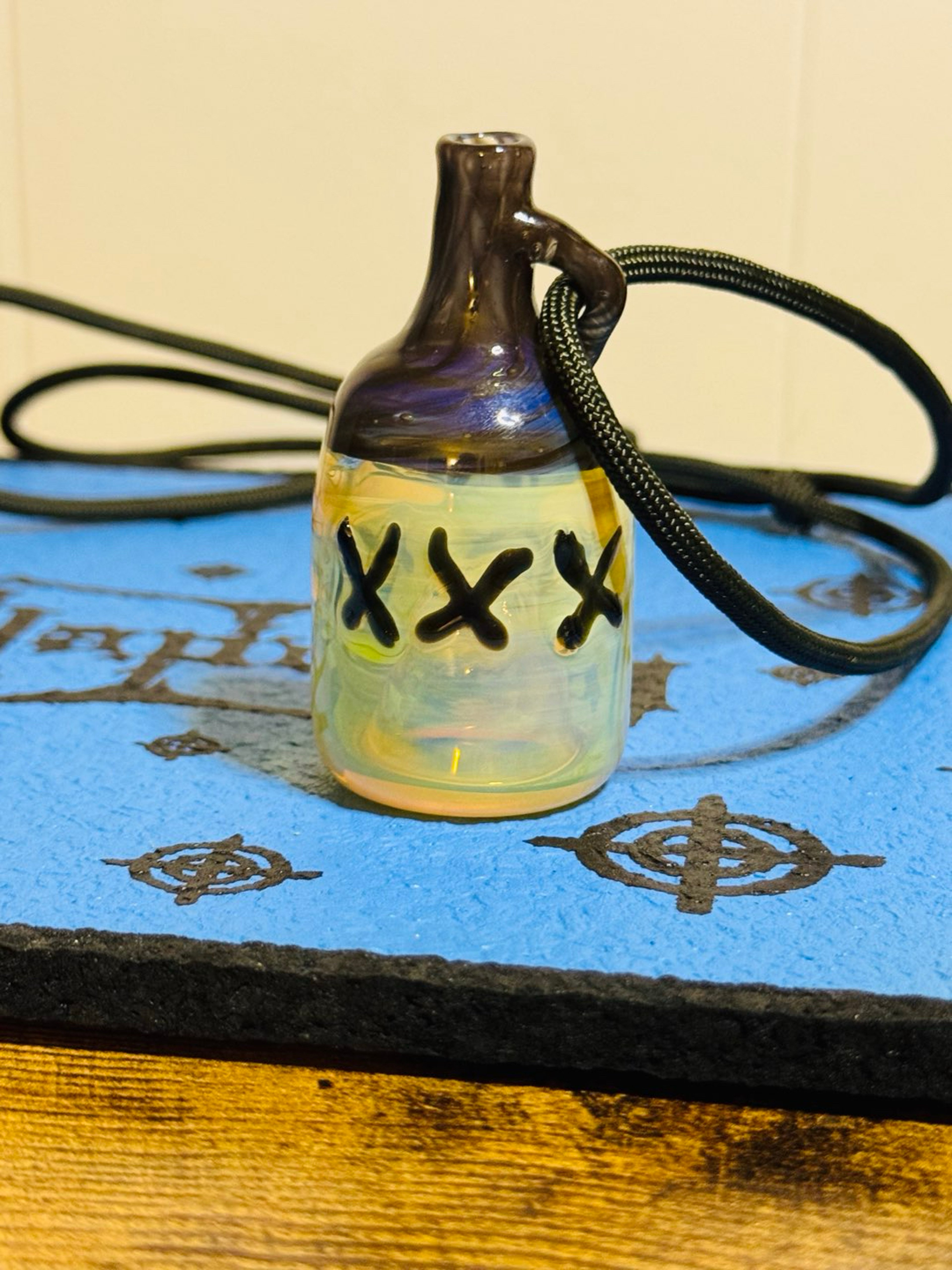 🔥Rare🔥Moonshine Bottle Pendant/pipe Thick Fumed Necklace Handmade / Paracord🔥 image 0