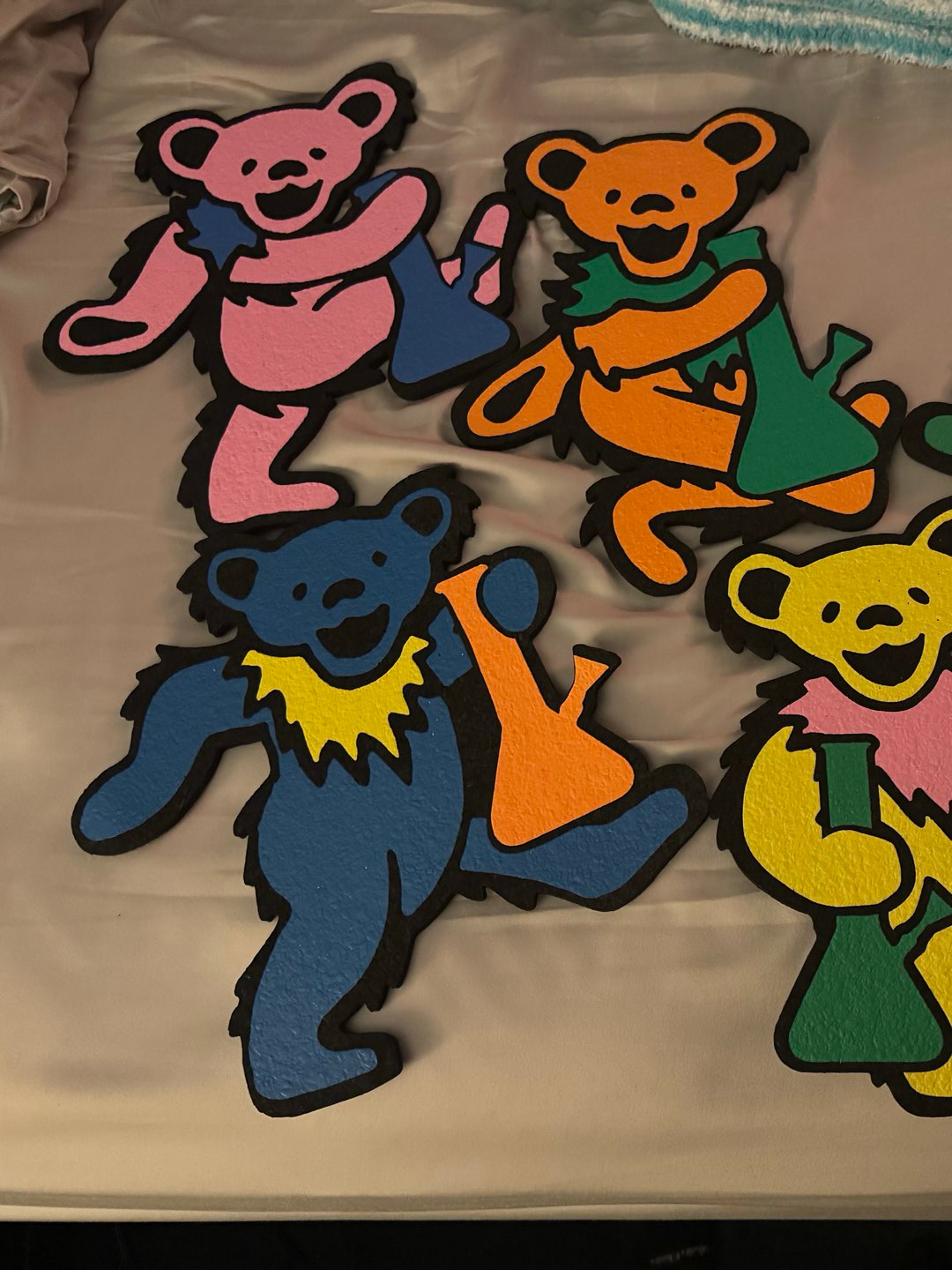 Preview pic of Grateful Dead inspired bears by GlassPass uv glow matching set!!