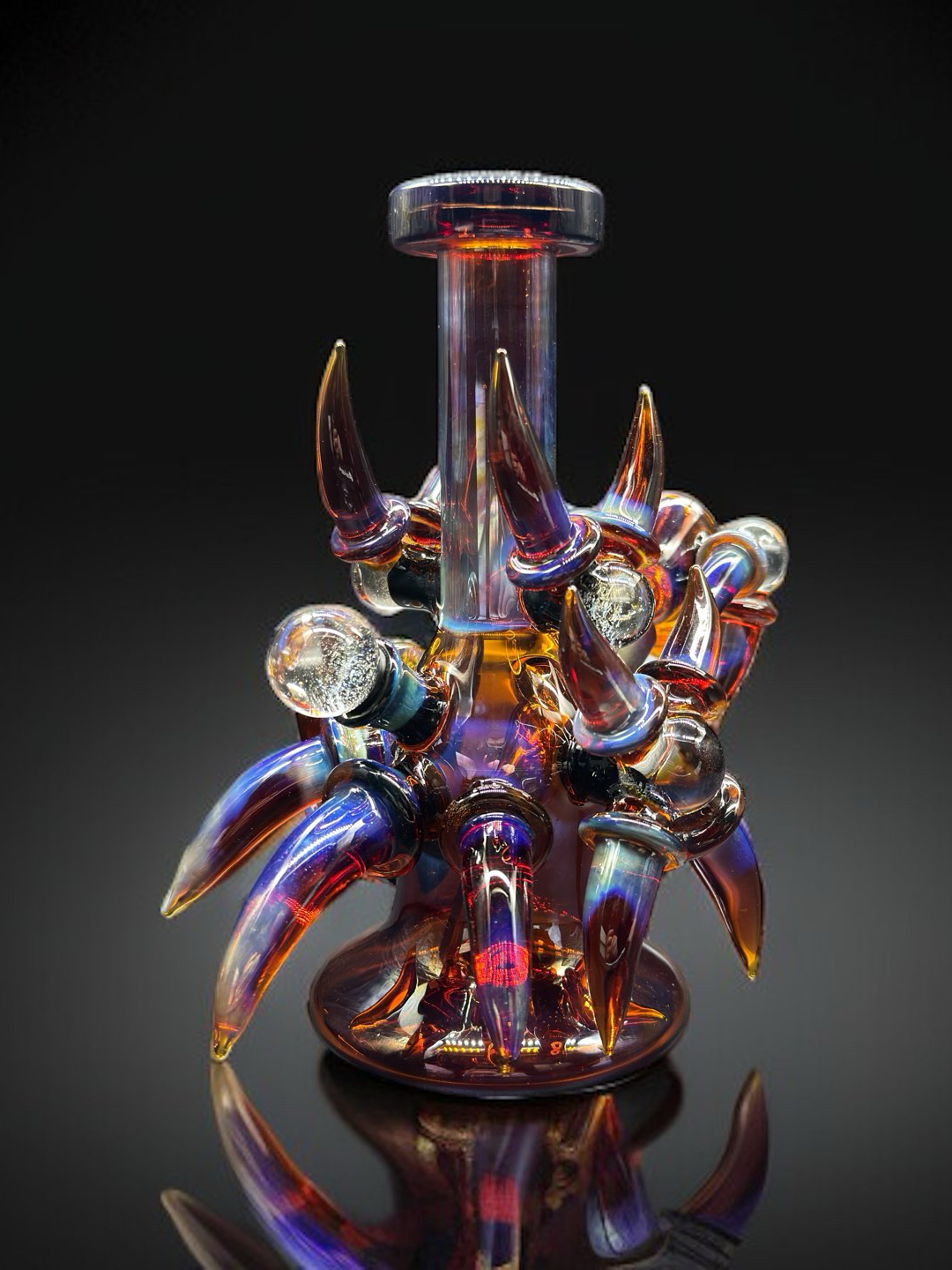 6” Amber Color-Changing Claw Art Glass Bong w/ 14mm Matching Art Bowl – Model 123S-120 image 0