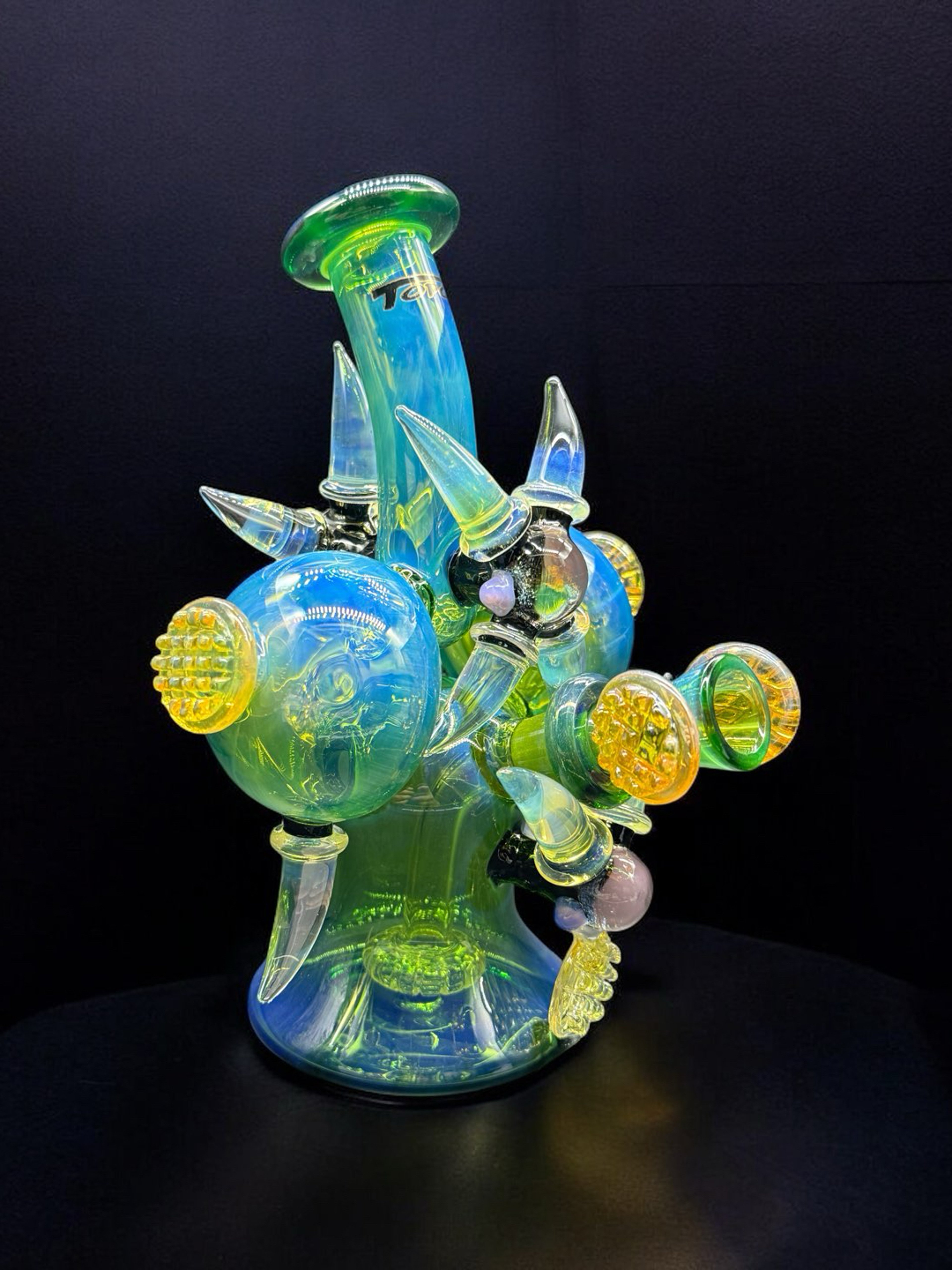 7.5” Green/Blue Color-Changing Claw Art Glass Bong w/ 14mm Matching Bowl – Model 23S-121 image 0
