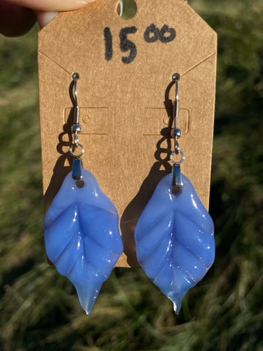 Preview pic of Blue leaf earrings