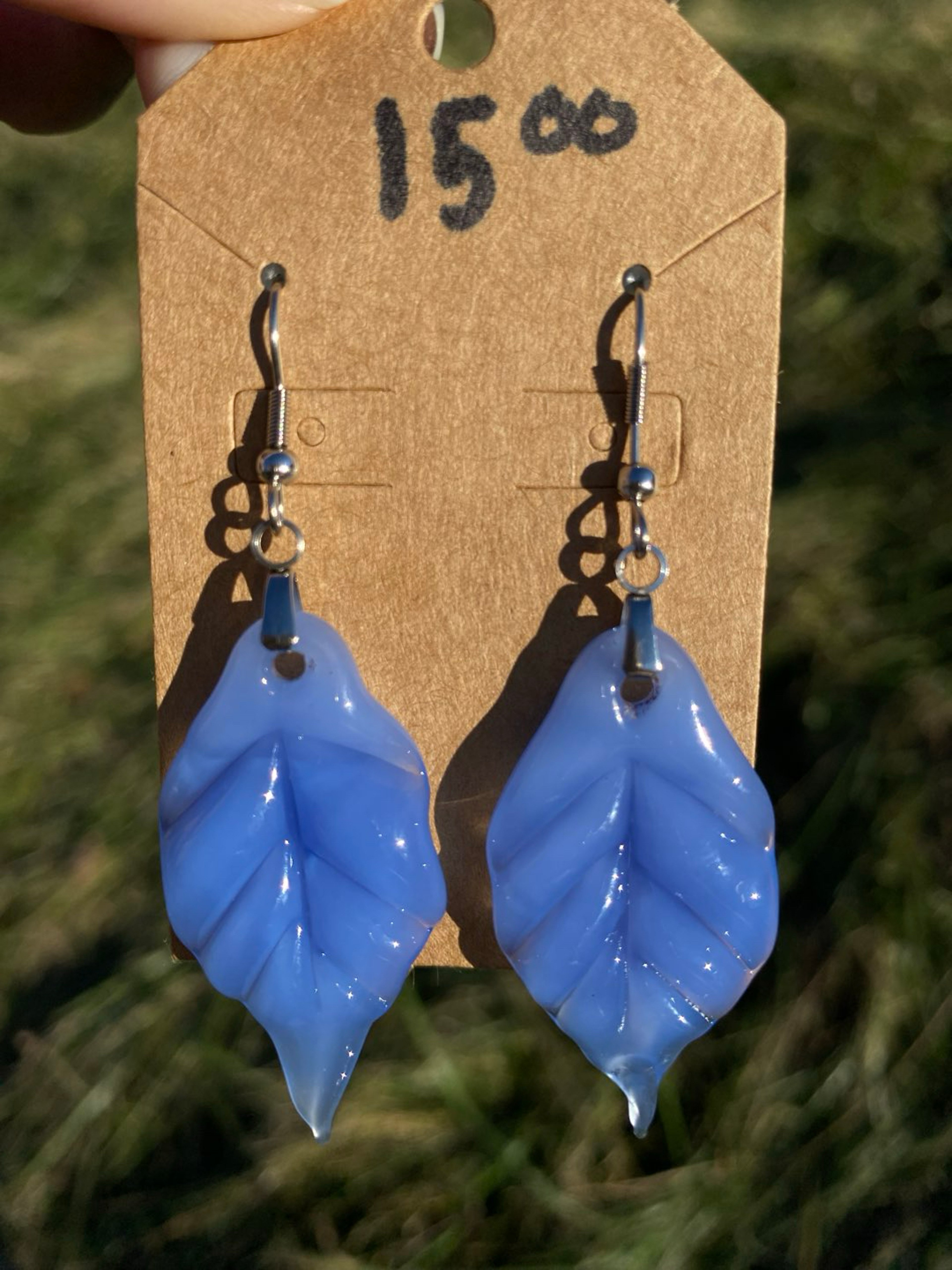 Blue leaf earrings image 0