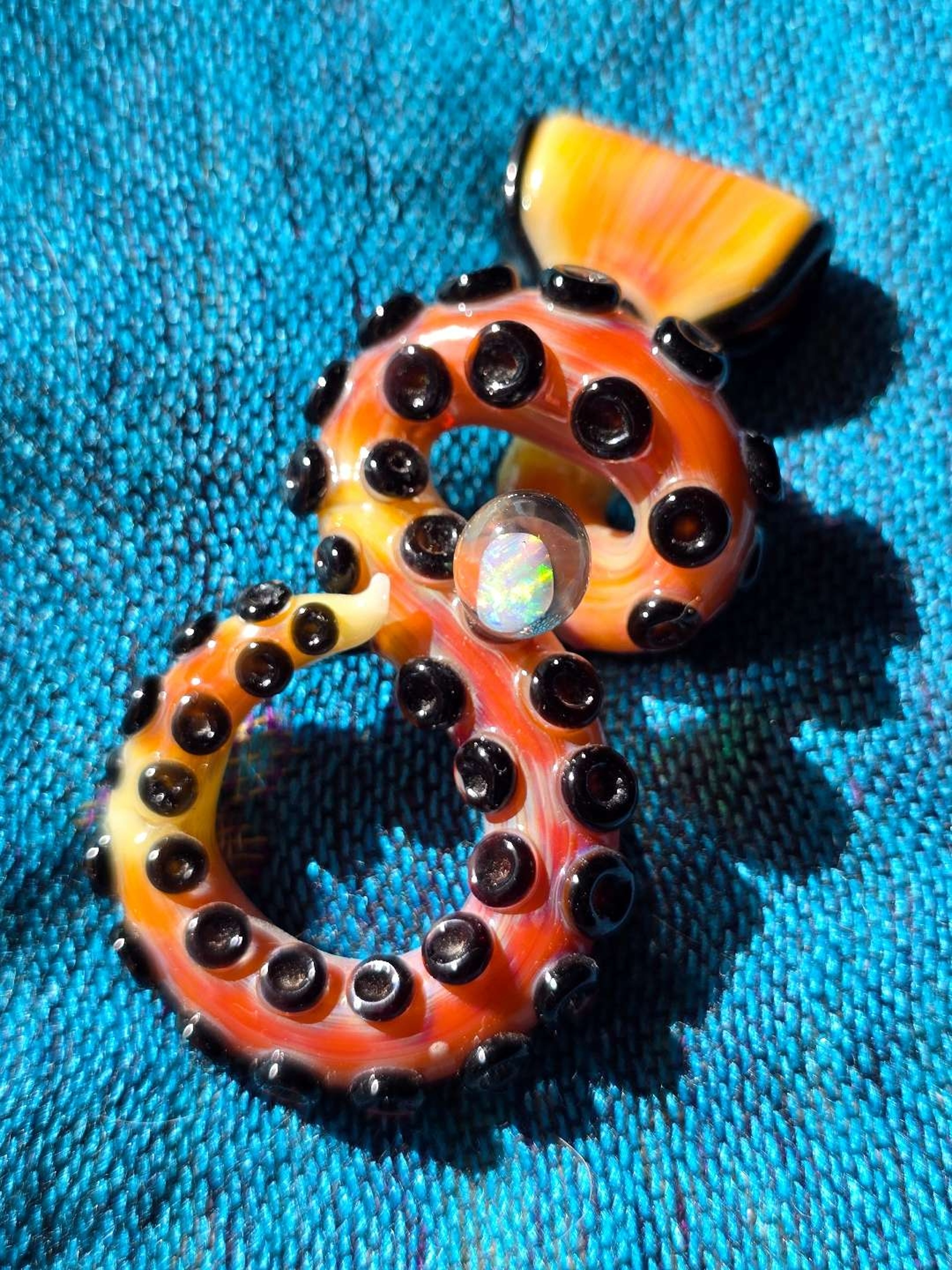 Wildfire Glass Tentacle Pendant with floating Opal image 0